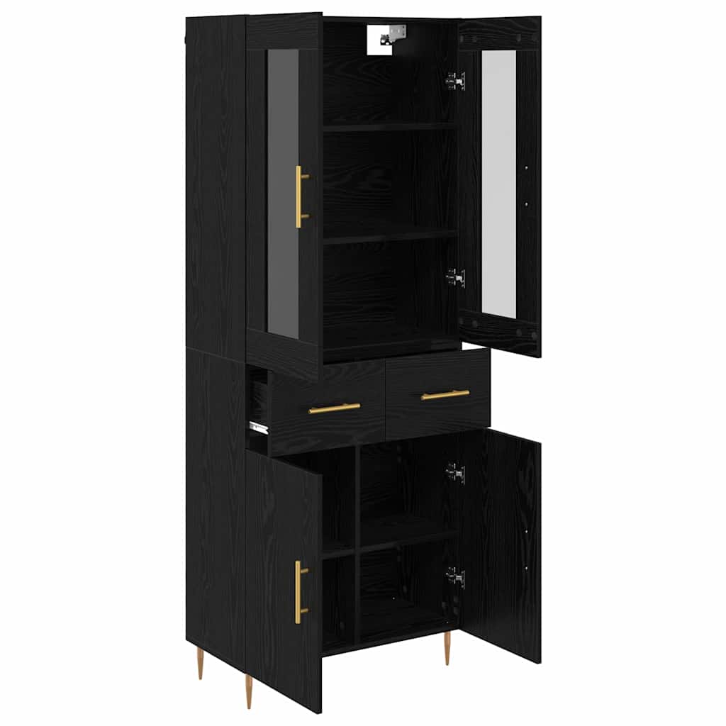 Highboard 2 stk. Schwarz Eichen-Optik 69,5 x 34 x 180 cm