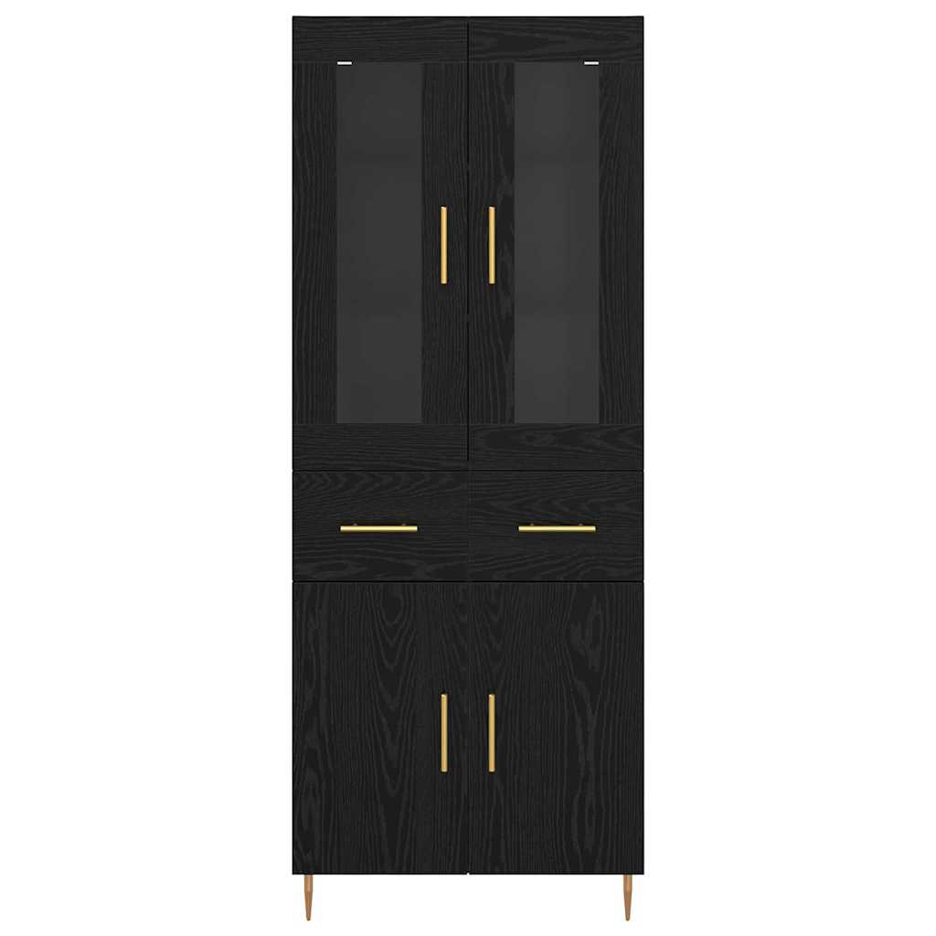 Highboard 2 stk. Schwarz Eichen-Optik 69,5 x 34 x 180 cm