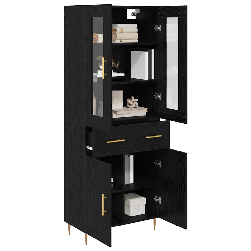 Highboard 2 stk. Schwarz Eichen-Optik 69,5 x 34 x 180 cm