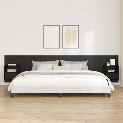 Kopfteil mit Schrank 3 stk. Schwarz Eichen-Optik Holzwerkstoff