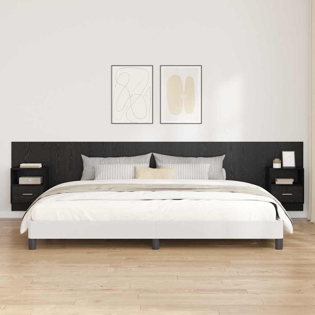 Kopfteil mit Schrank 3 stk. Schwarz Eichen-Optik Holzwerkstoff
