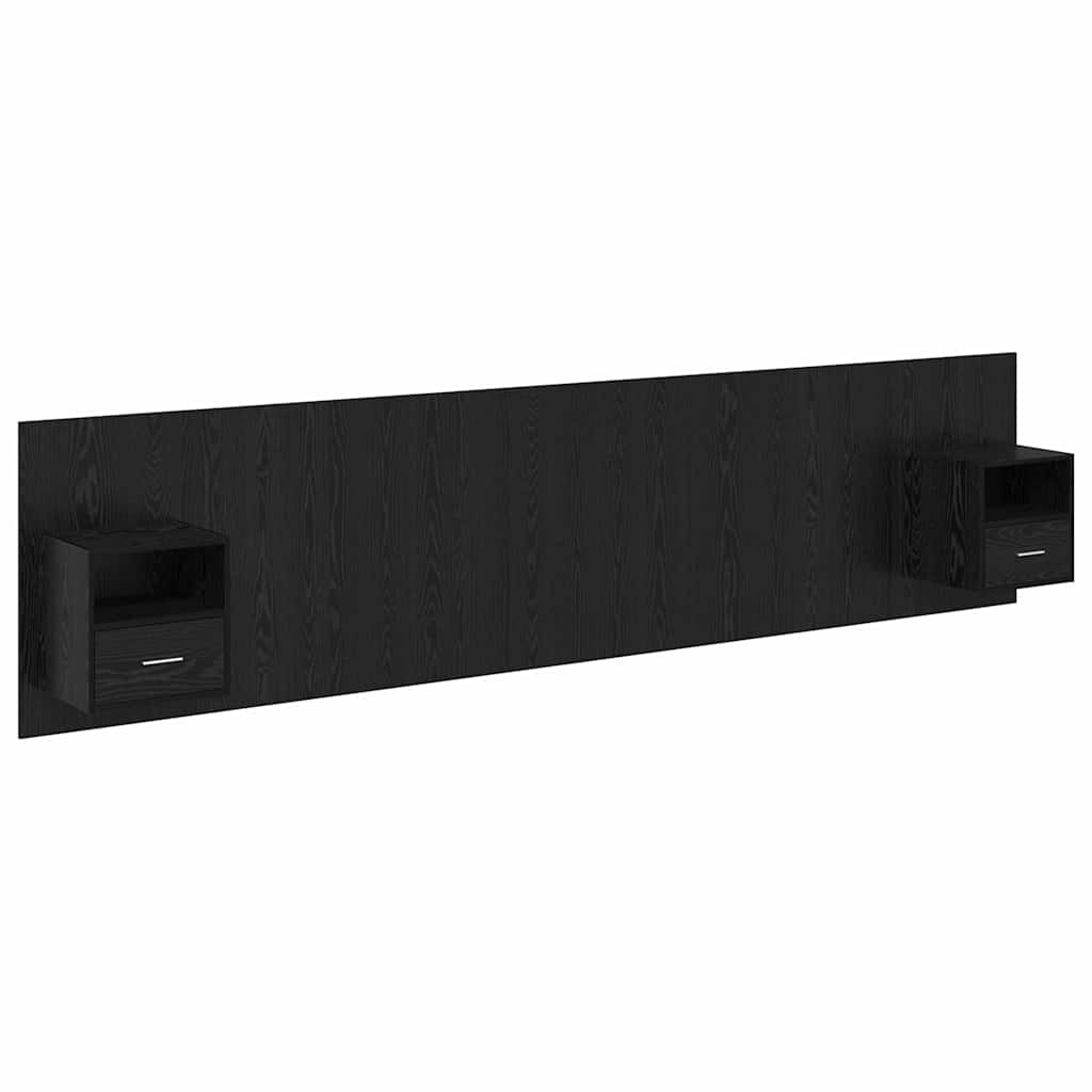 Kopfteil mit Schrank 3 stk. Schwarz Eichen-Optik Holzwerkstoff