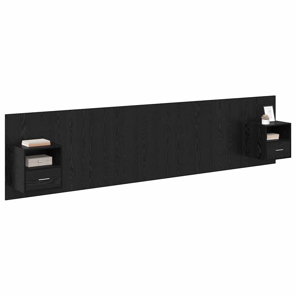 Kopfteil mit Schrank 3 stk. Schwarz Eichen-Optik Holzwerkstoff