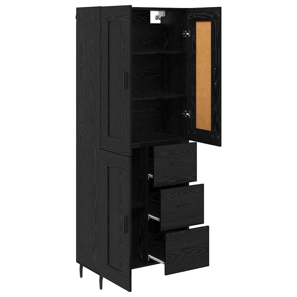 Highboard 2 stk. Schwarz Eichen-Optik 69,5 x 34 x 180 cm