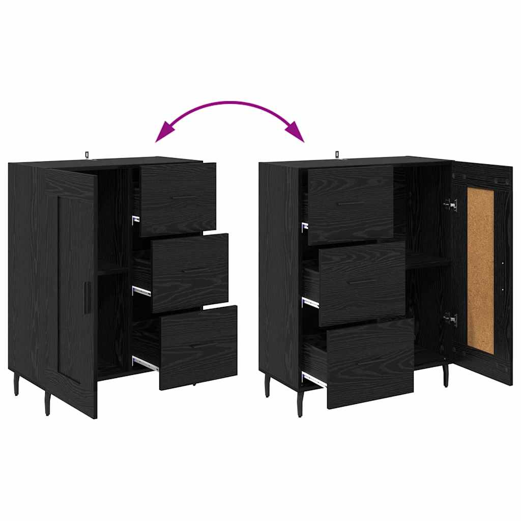 Highboard 2 stk. Schwarz Eichen-Optik 69,5 x 34 x 180 cm