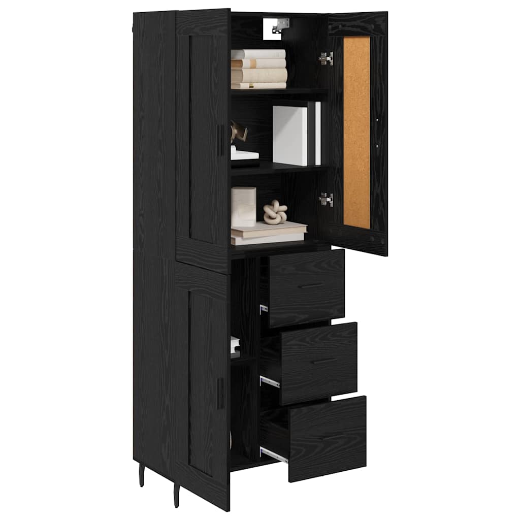 Highboard 2 stk. Schwarz Eichen-Optik 69,5 x 34 x 180 cm