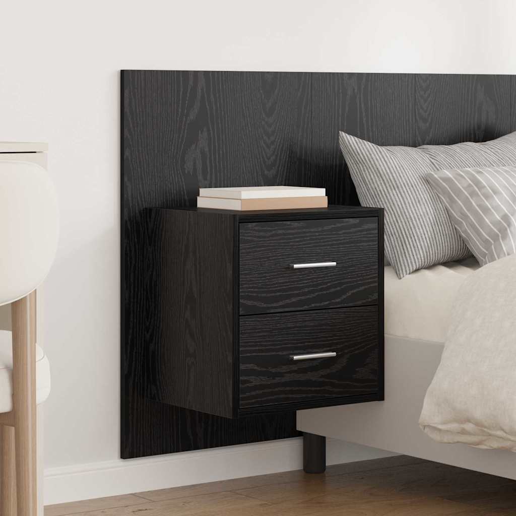 Kopfteil mit Schrank 3 pcs Schwarz Eichen-Optik Holzwerkstoff