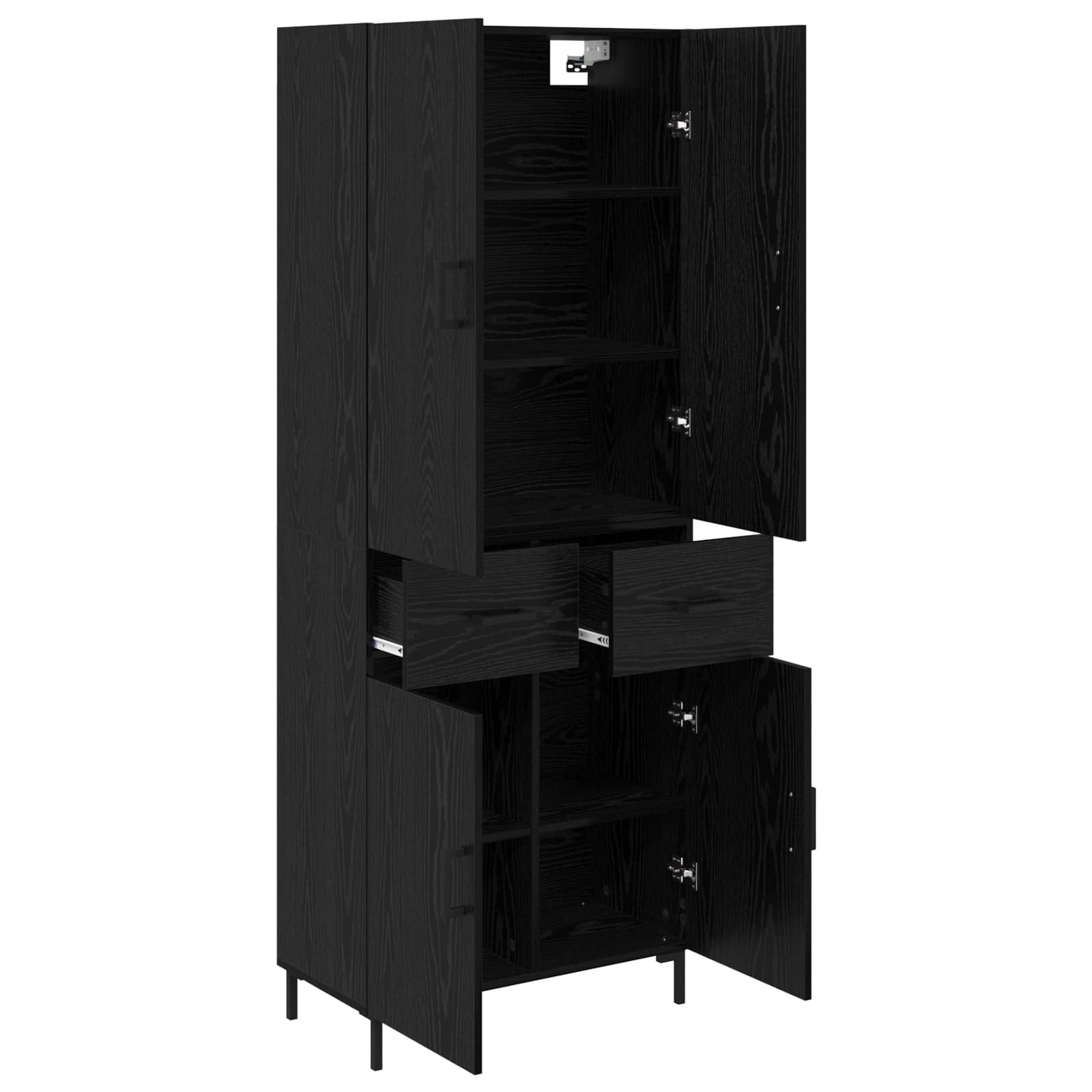 Highboard Schwarz Eichen-Optik 69,5 x 34 x 180 cm Holzwerkstoff