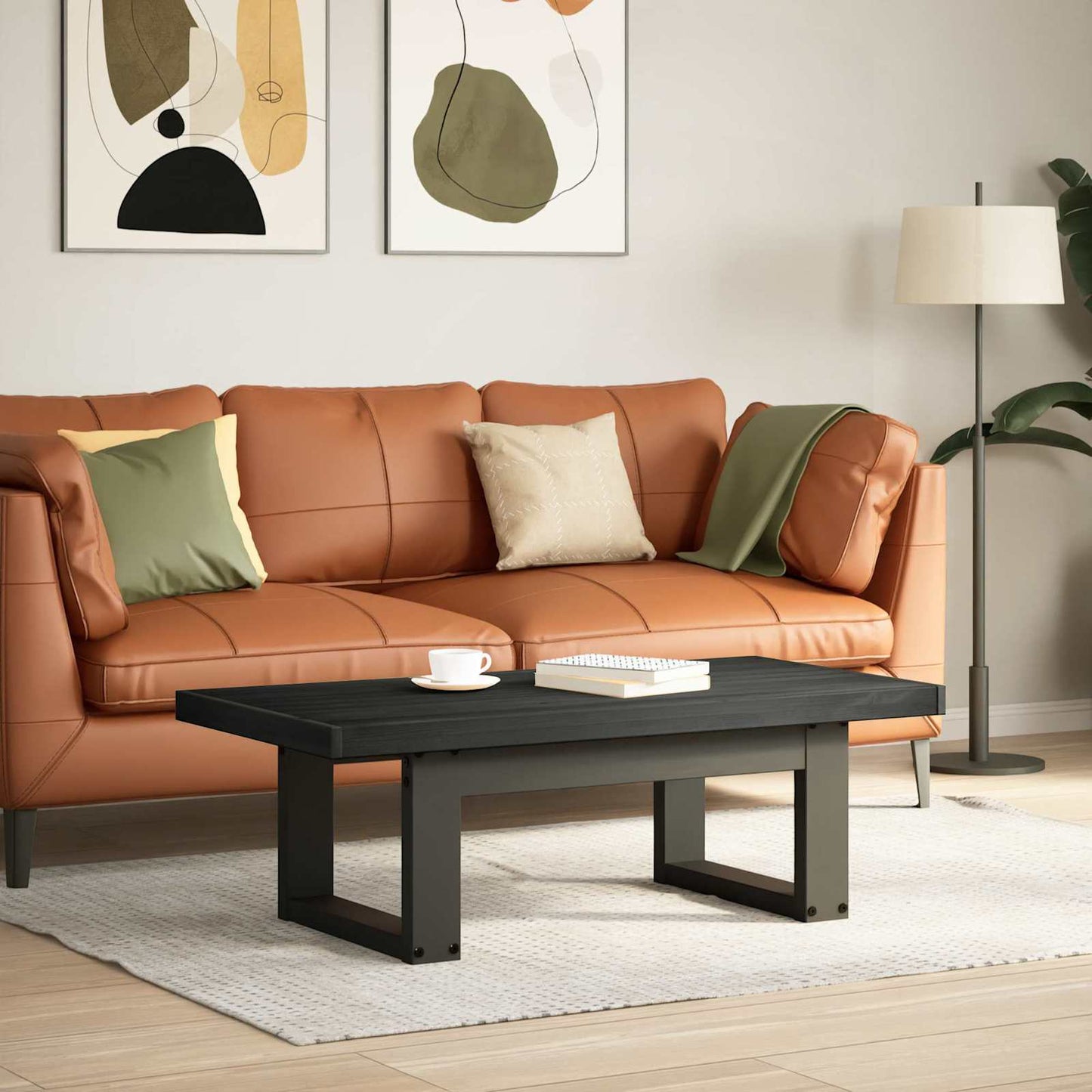 Couchtisch NOAIN Schwarz 119 x 60 x 40 cm Massives Kiefernholz