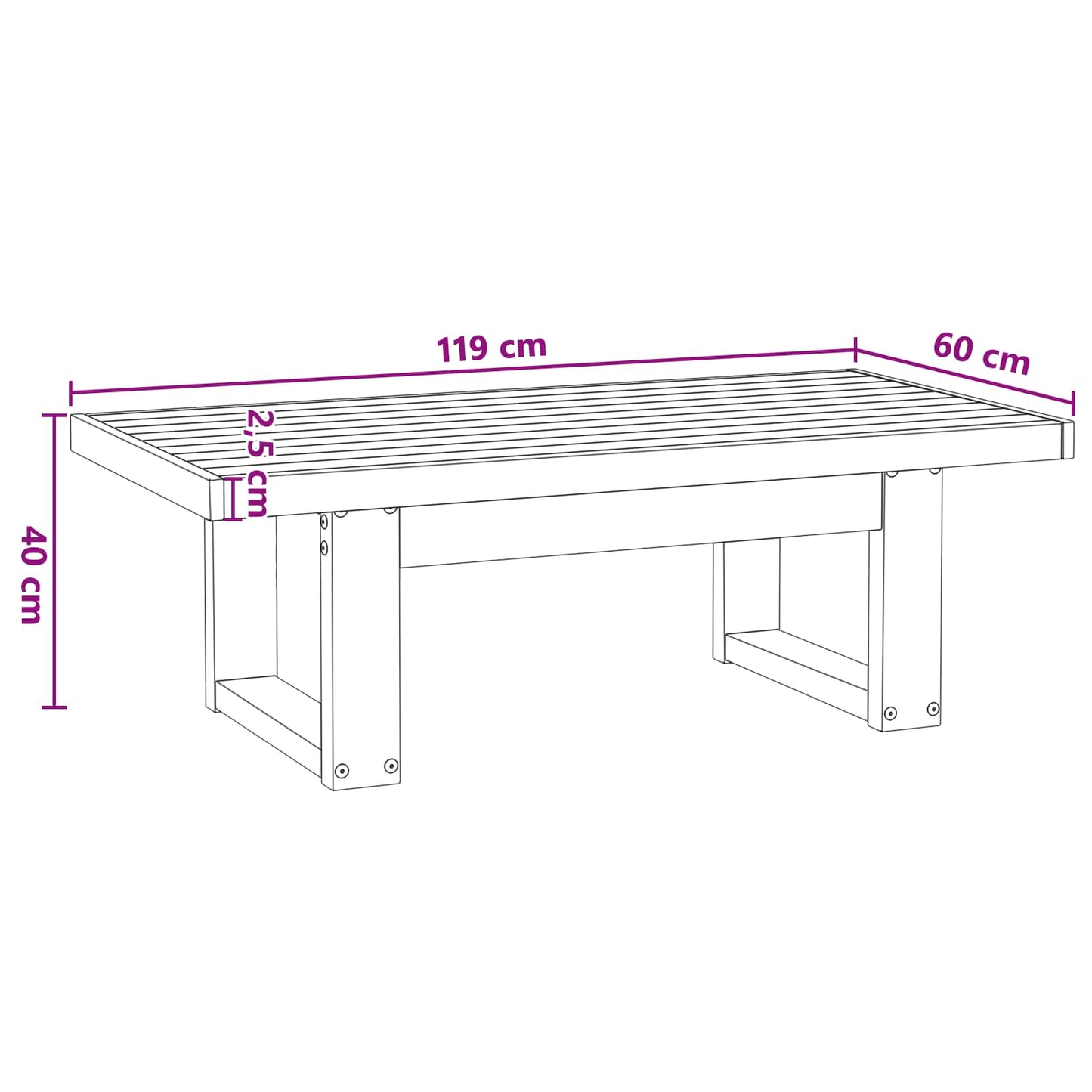 Couchtisch NOAIN Schwarz 119 x 60 x 40 cm Massives Kiefernholz