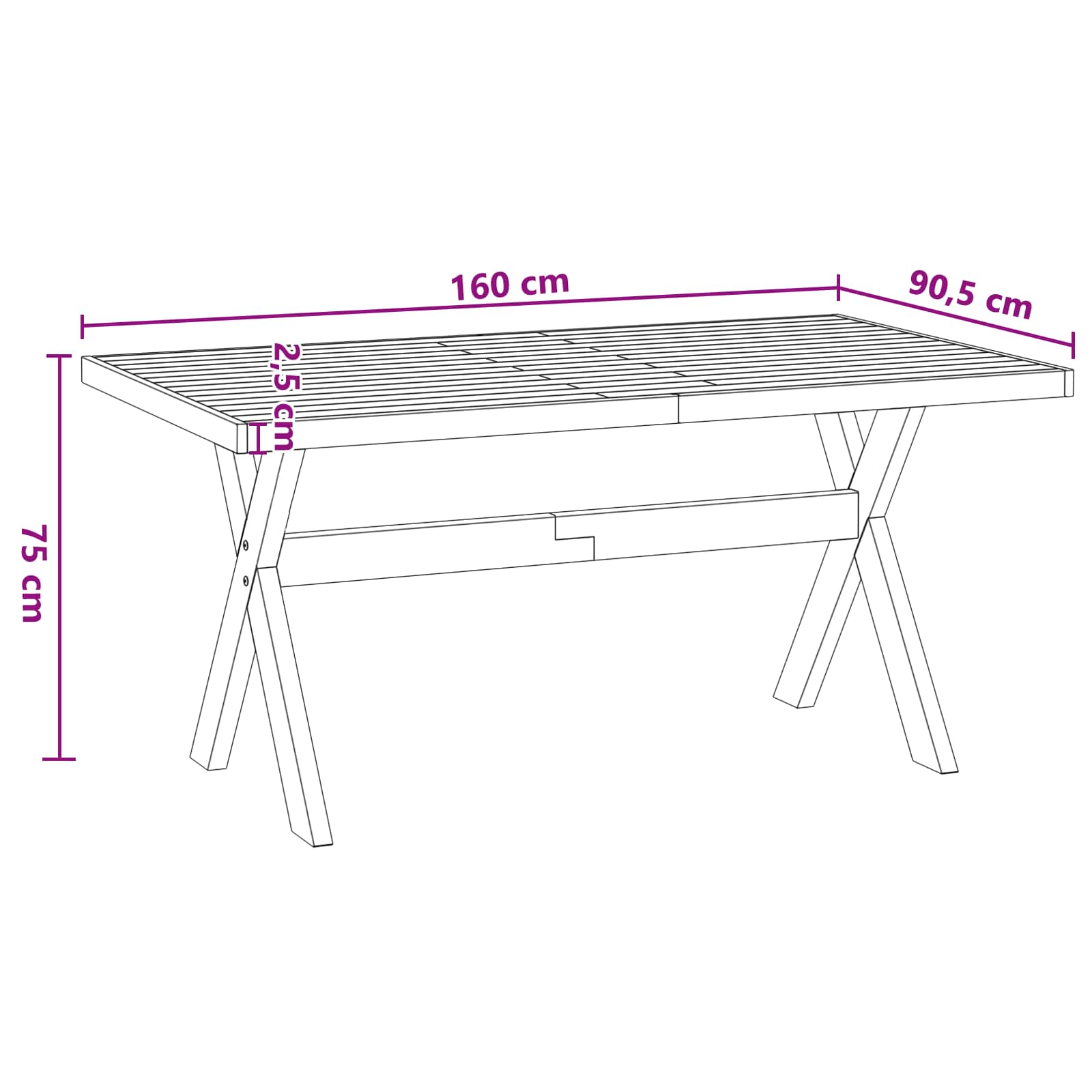 Esstisch NOAIN 160 cm Massives Kiefernholz Schwarz Rechteckig