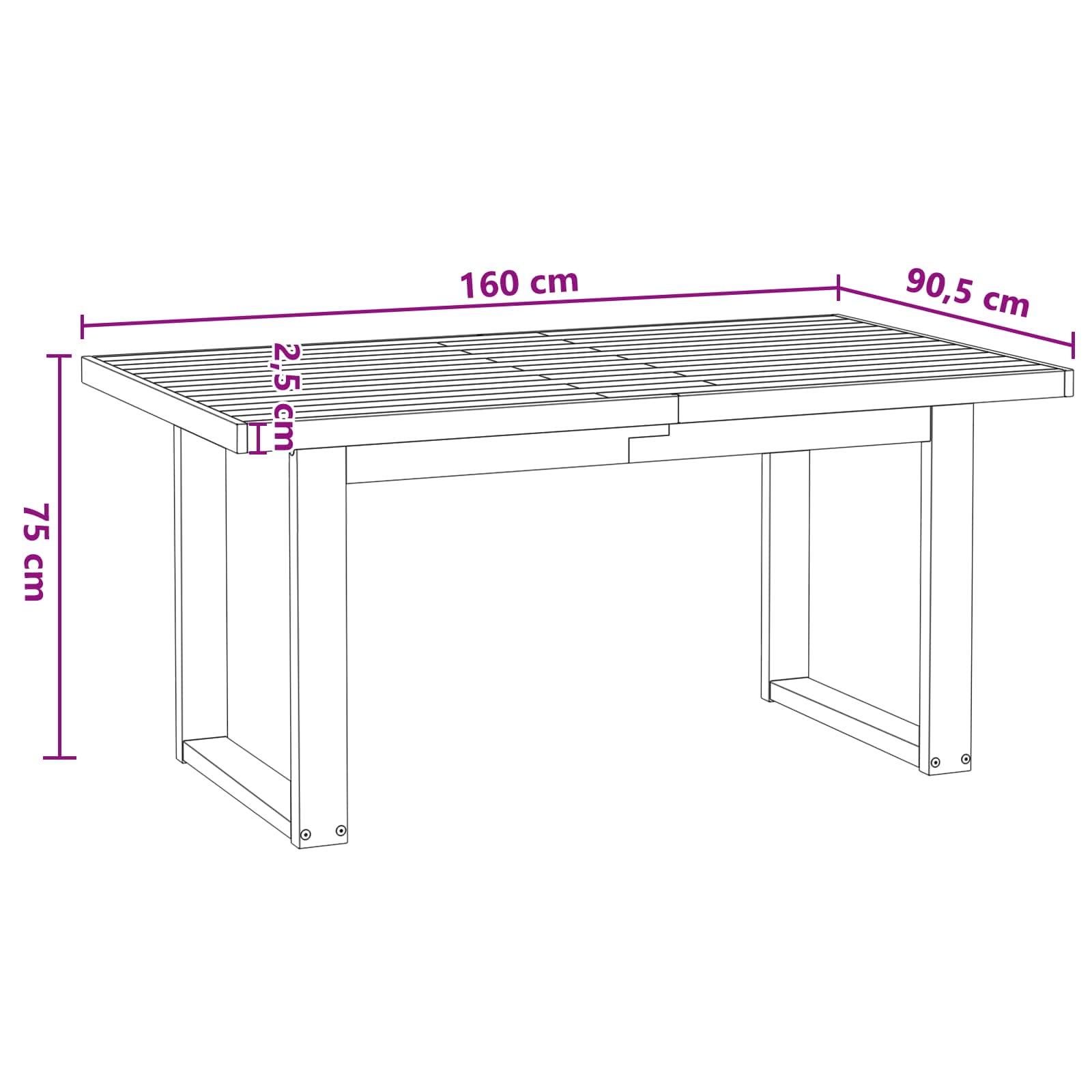 Esstisch NOAIN 160 cm Massives Kiefernholz Schwarz Rechteckig