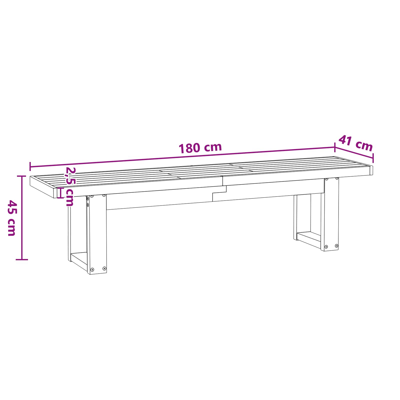 Esstischbank NOAIN 180 x 41 x 45 cm Massives Kiefernholz