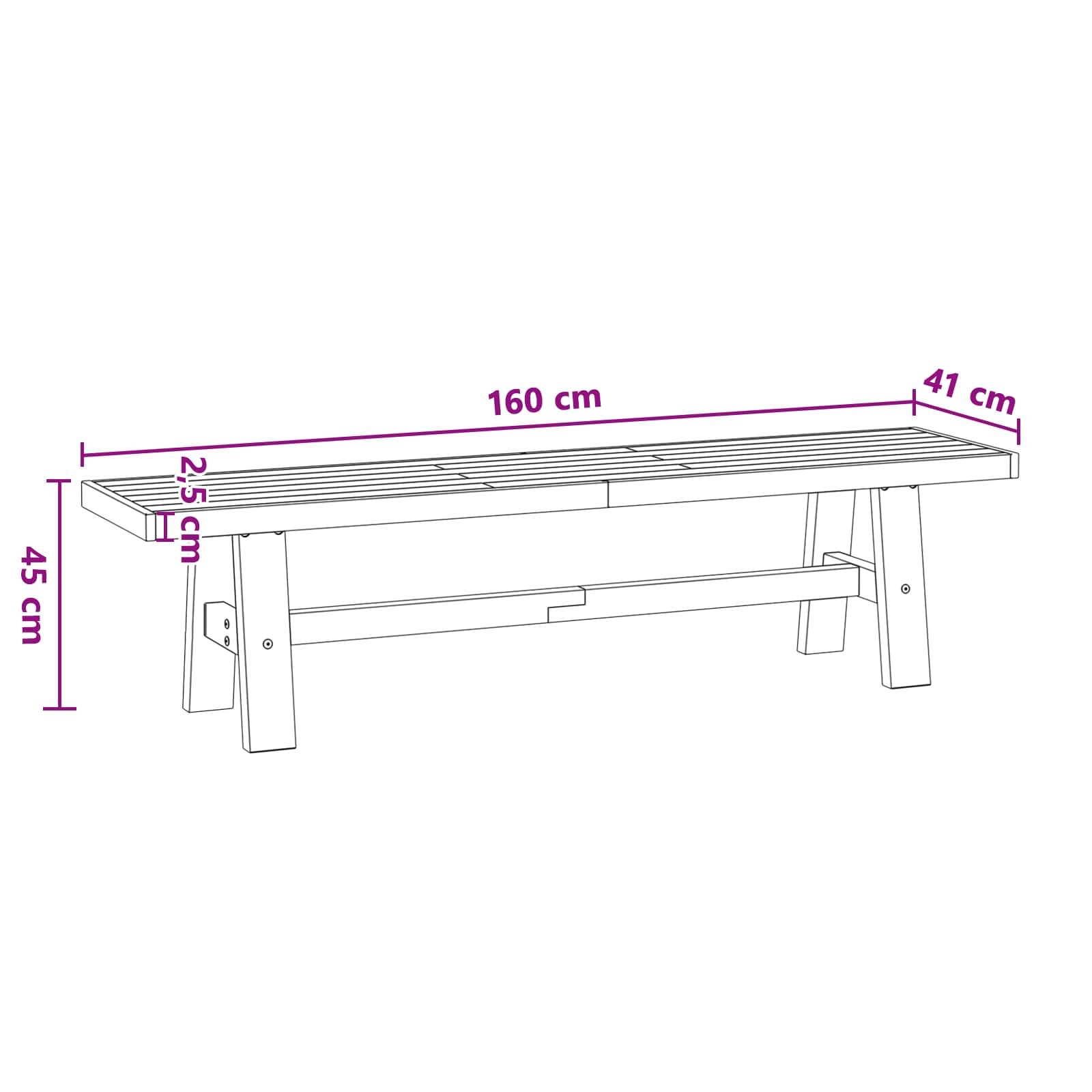 Esstischbank NOAIN 160 x 41 x 45 cm Massives Kiefernholz Natur