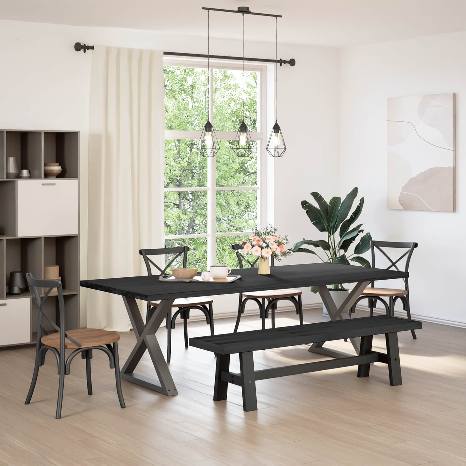 Esstischbank NOAIN 160 x 41 x 45 cm Massives Kiefernholz