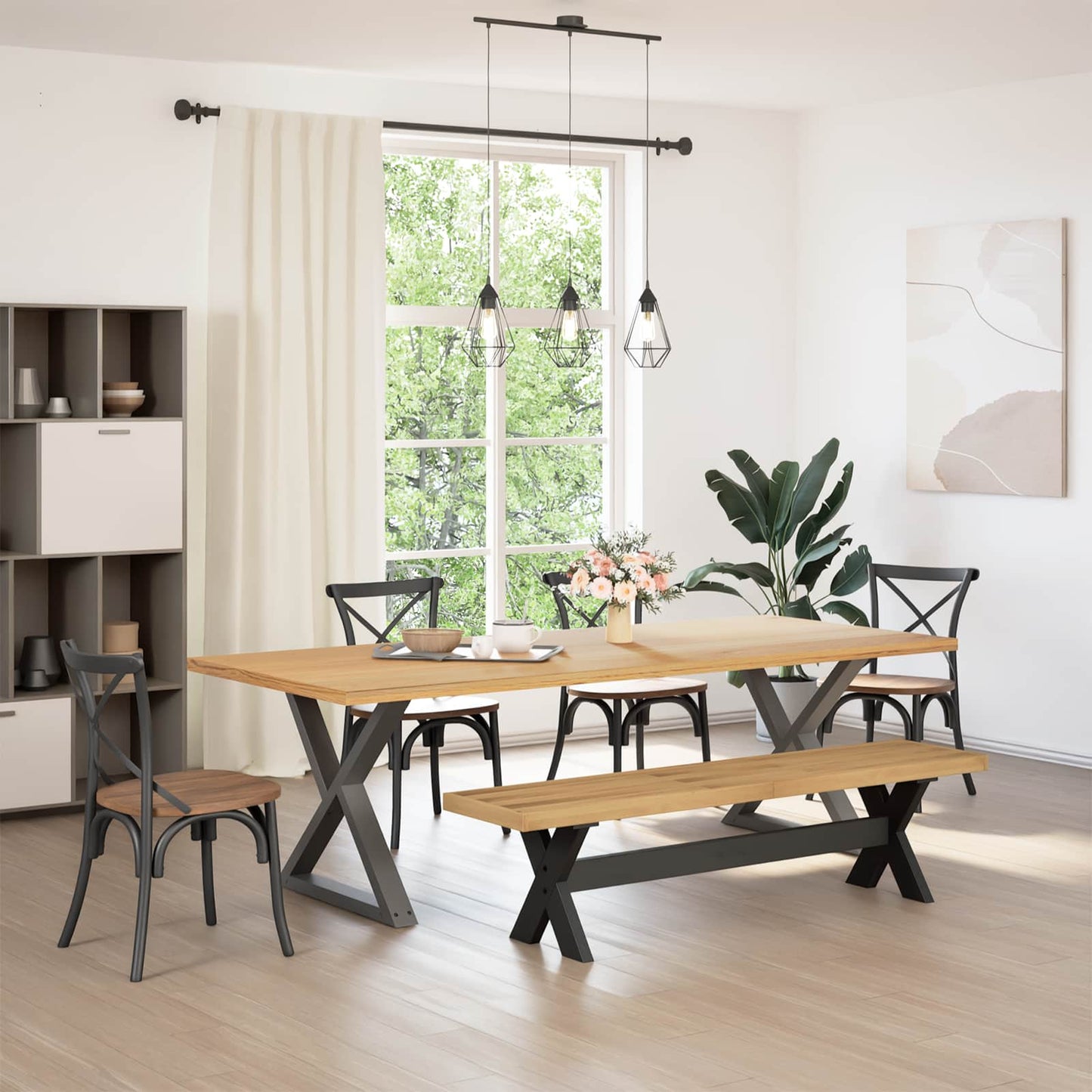 Esstischbank NOAIN 160 x 41 x 45 cm Massives Kiefernholz Natur