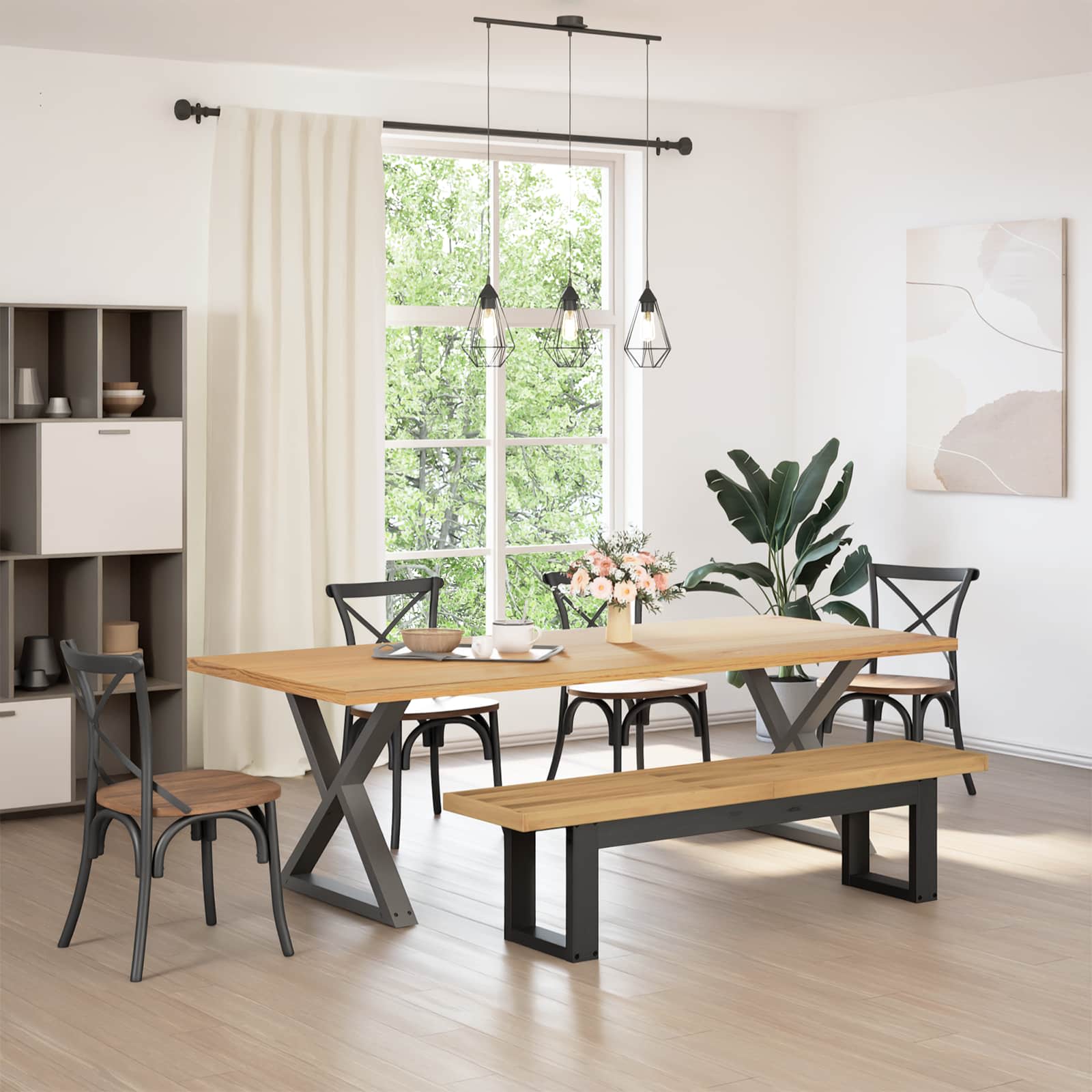 Esstischbank NOAIN 160 x 41 x 45 cm Massives Kiefernholz Natur
