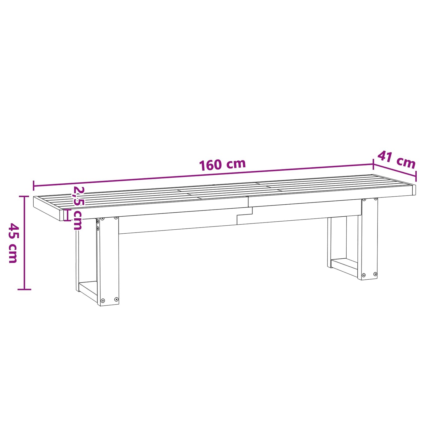 Esstischbank NOAIN 160 x 41 x 45 cm Massives Kiefernholz