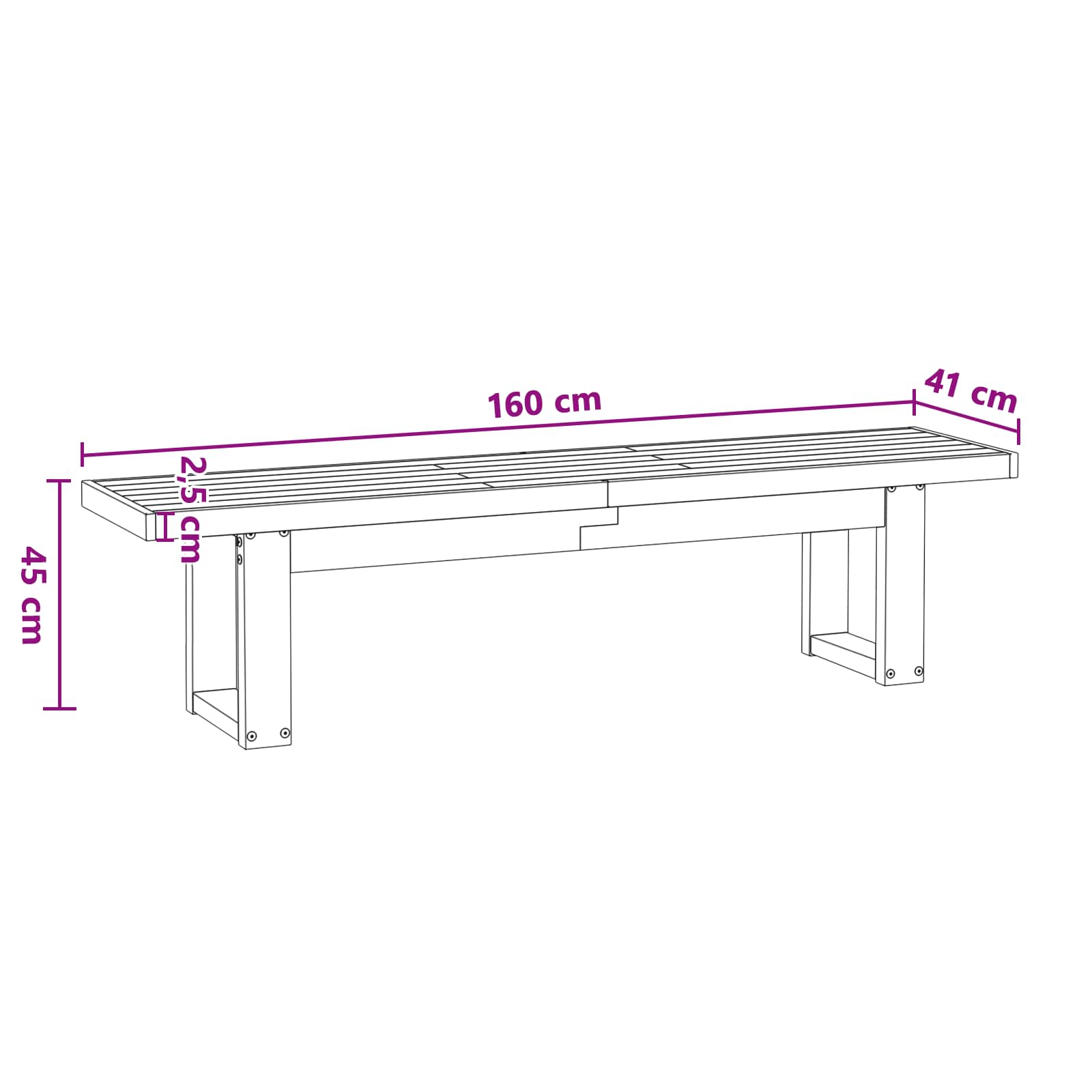 Esstischbank NOAIN 160 x 41 x 45 cm Massives Kiefernholz