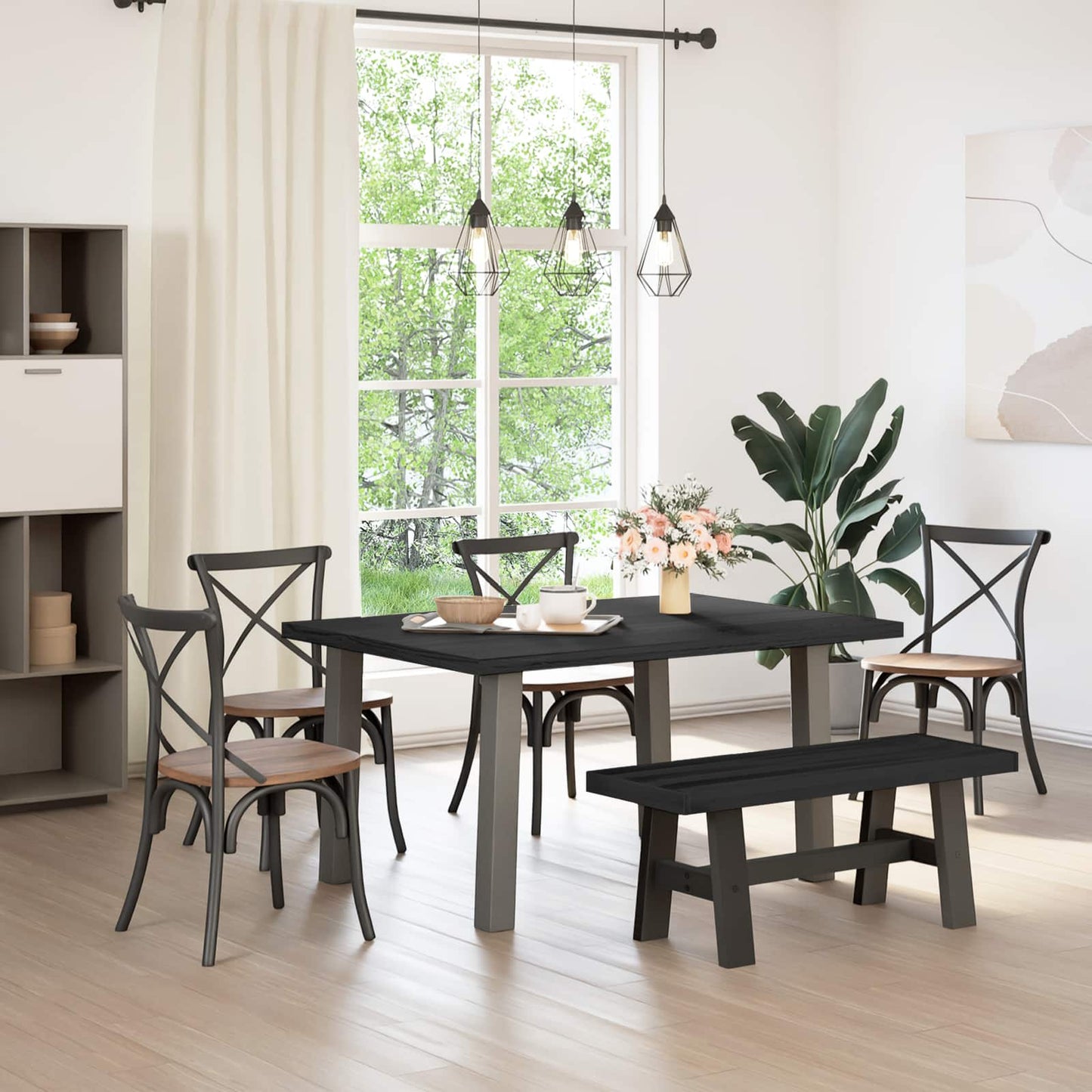 Esstischbank NOAIN 120 x 41 x 45 cm Massives Kiefernholz