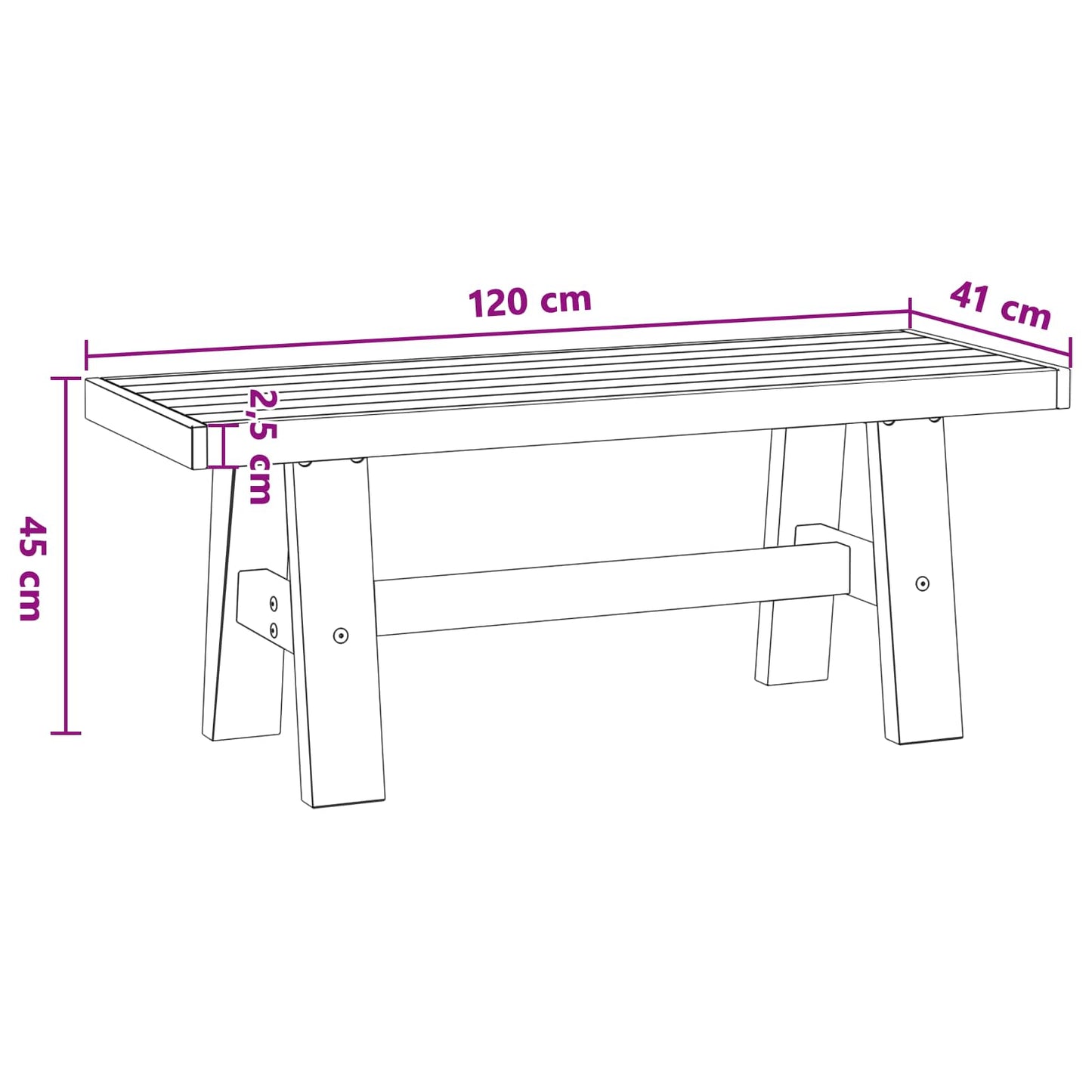 Esstischbank NOAIN 120 x 41 x 45 cm Massives Kiefernholz