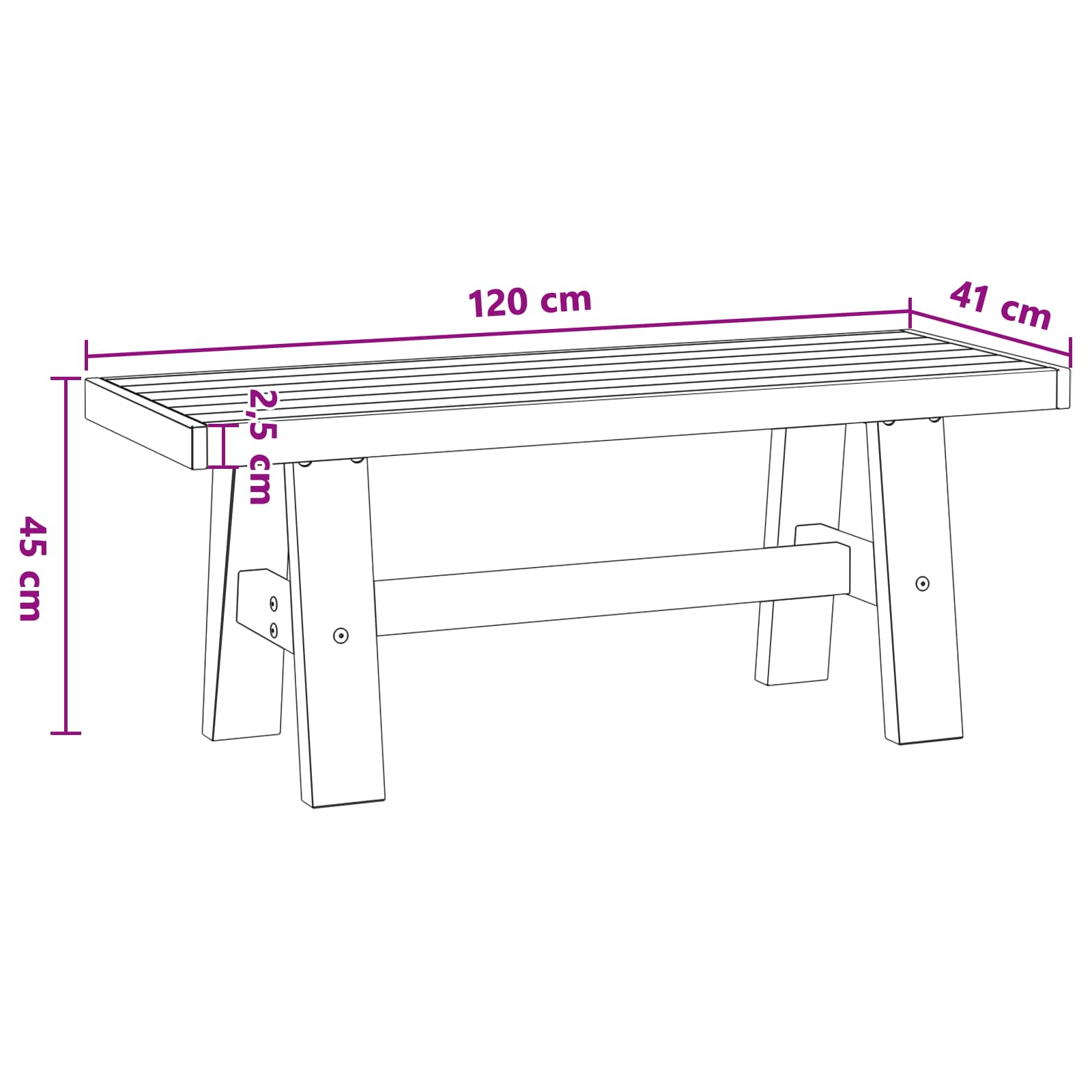 Esstischbank NOAIN 120 x 41 x 45 cm Massives Kiefernholz