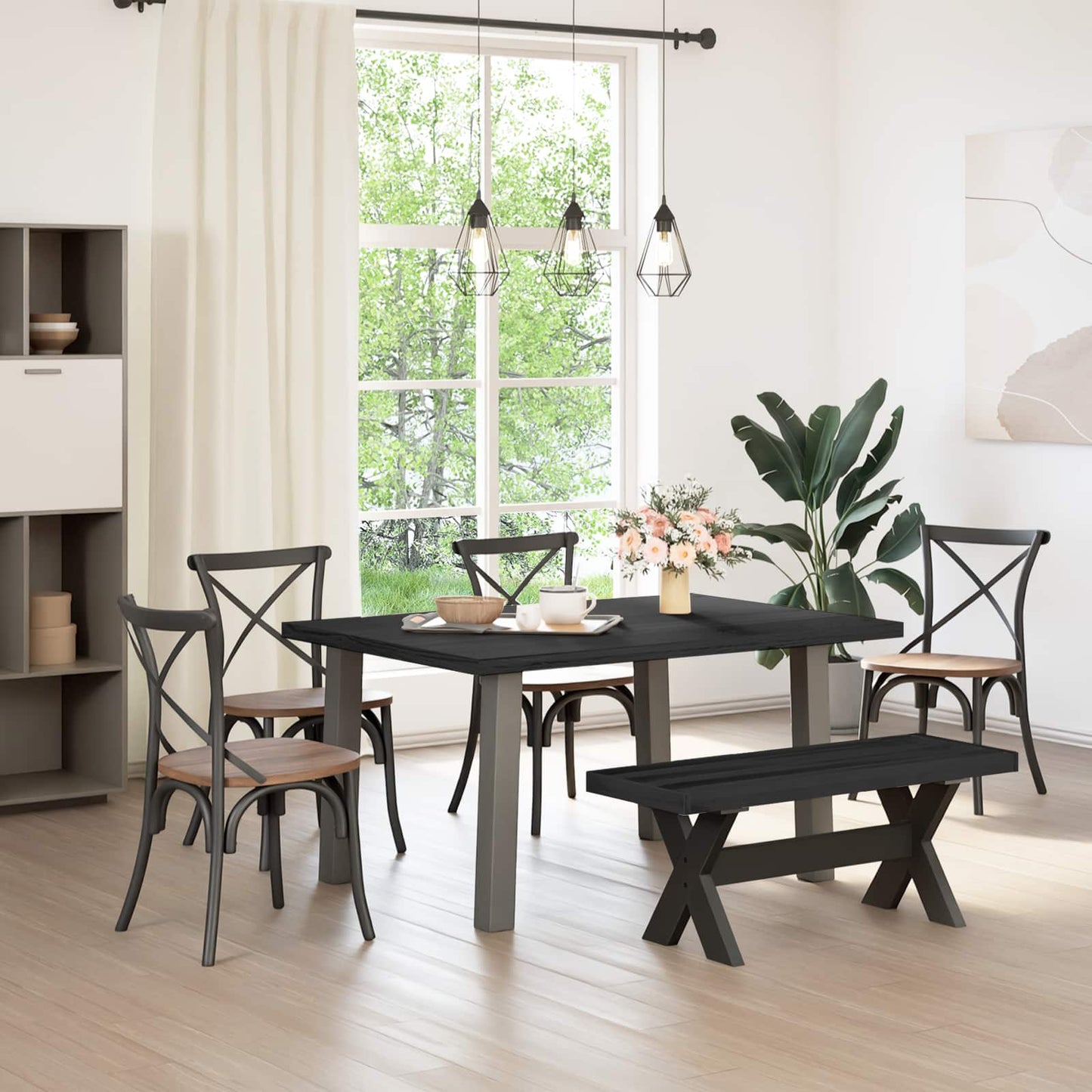 Esstischbank NOAIN 120 x 41 x 45 cm Massives Kiefernholz