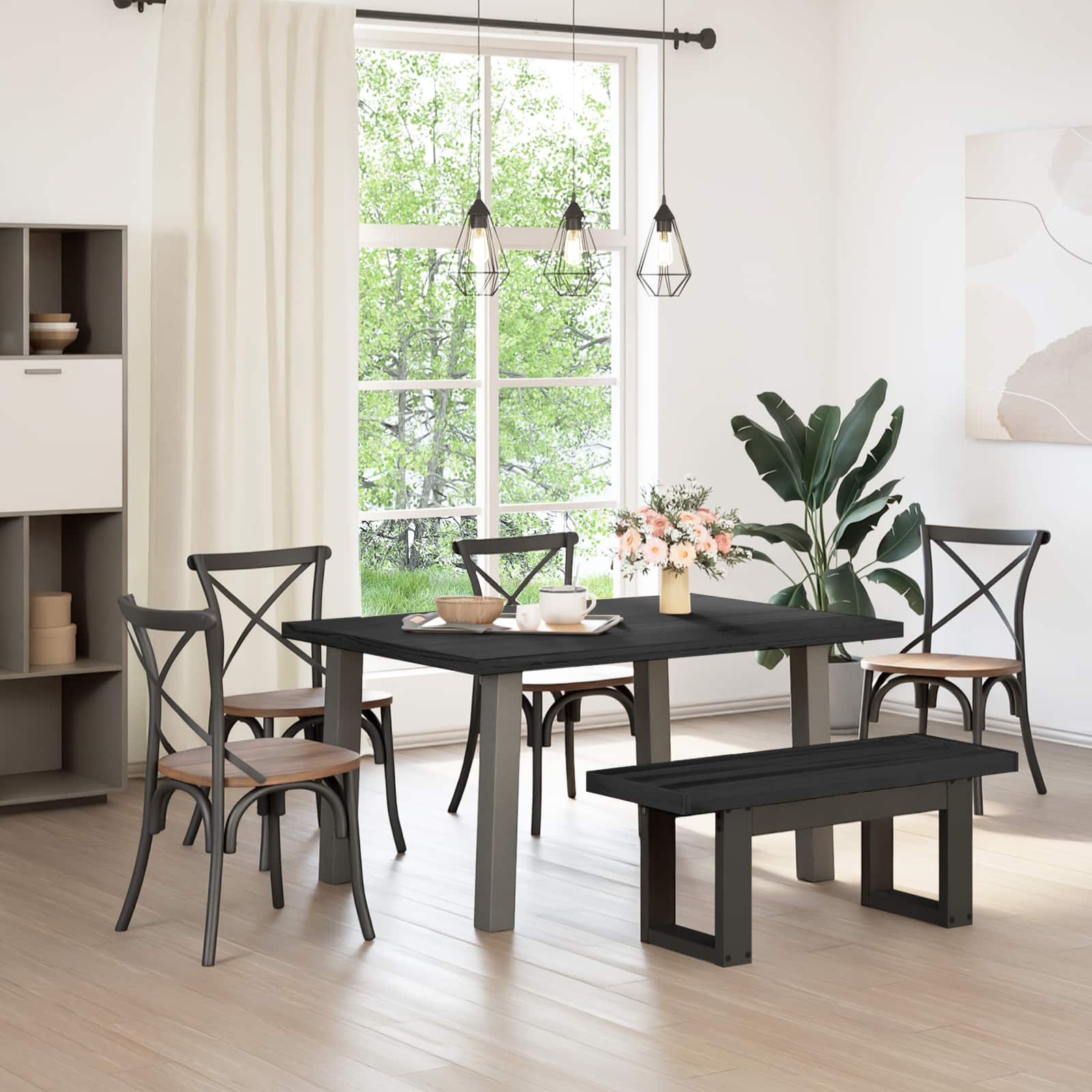 Esstischbank NOAIN 120 x 41 x 45 cm Massives Kiefernholz