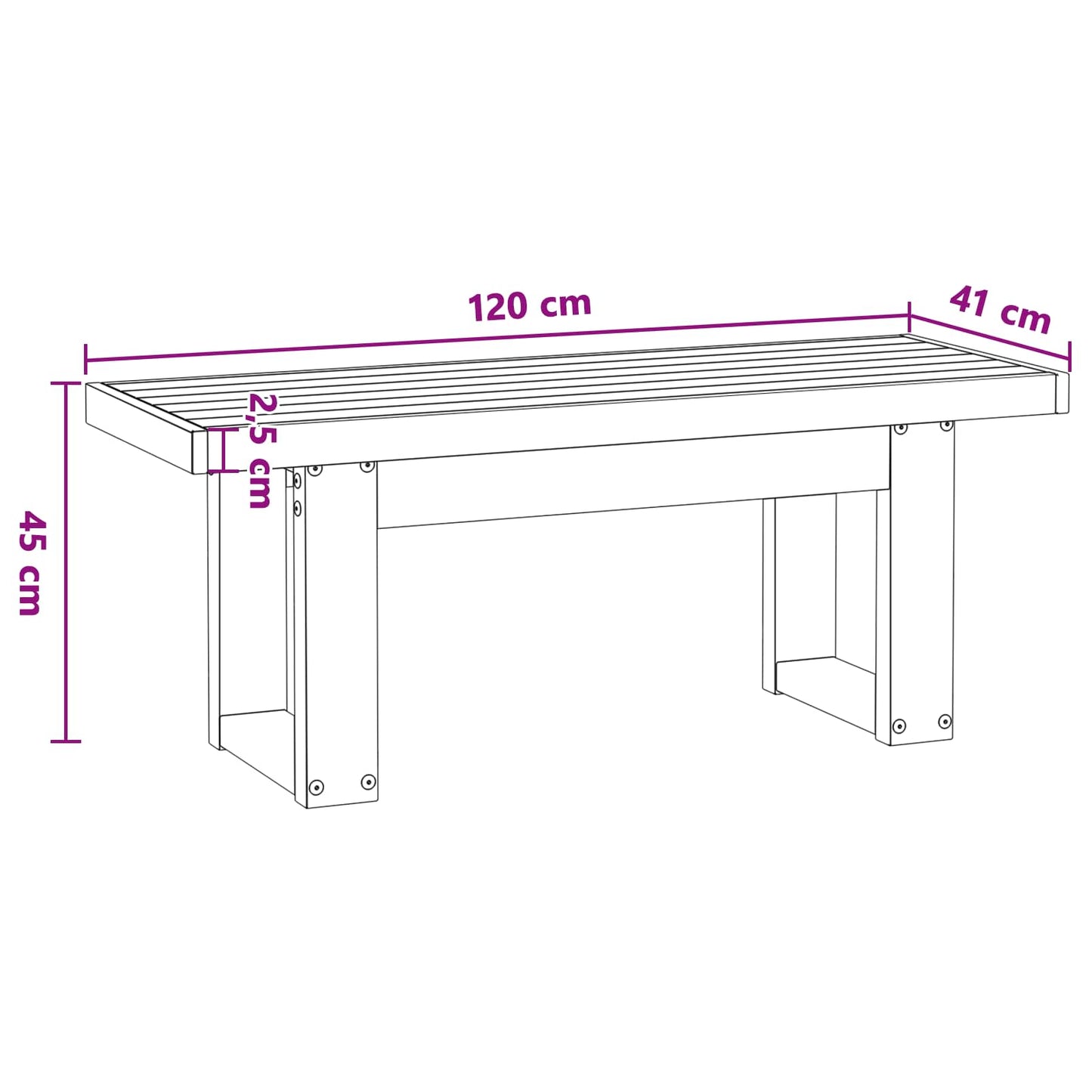 Esstischbank NOAIN 120 x 41 x 45 cm Massives Kiefernholz
