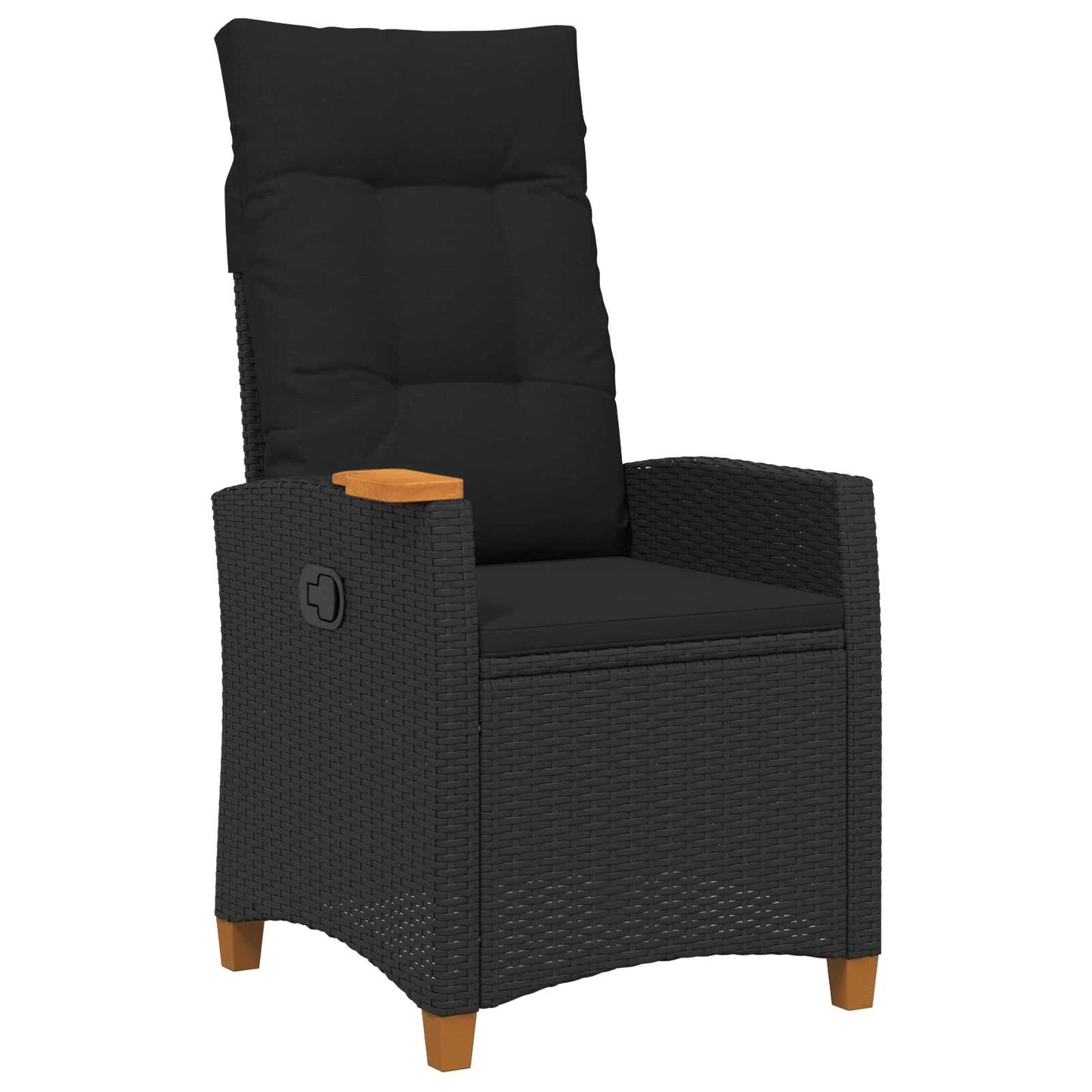 Liegestuhl mit Teeteller Schwarz Poly-Rattan