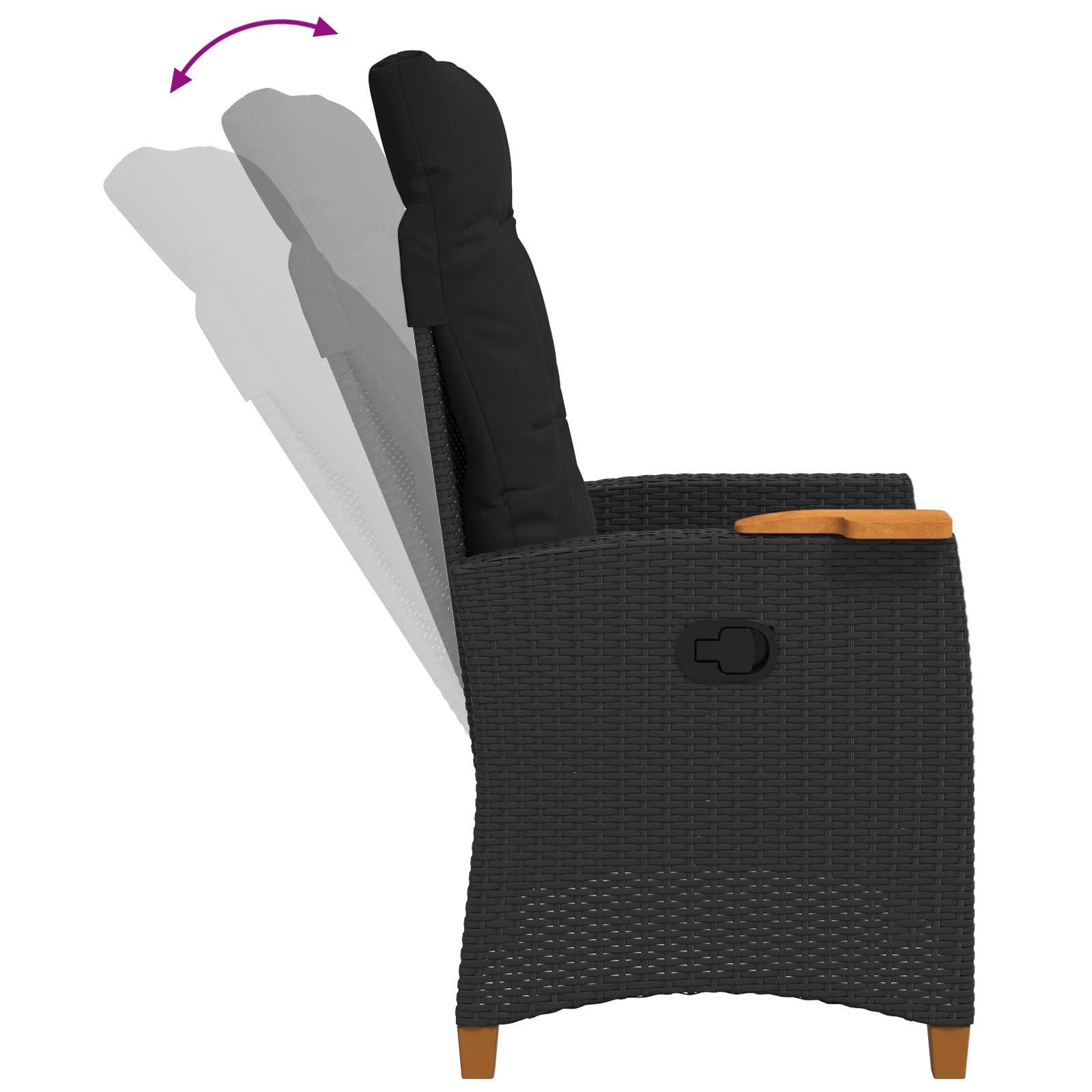 Liegestuhl mit Teeteller Schwarz Poly-Rattan