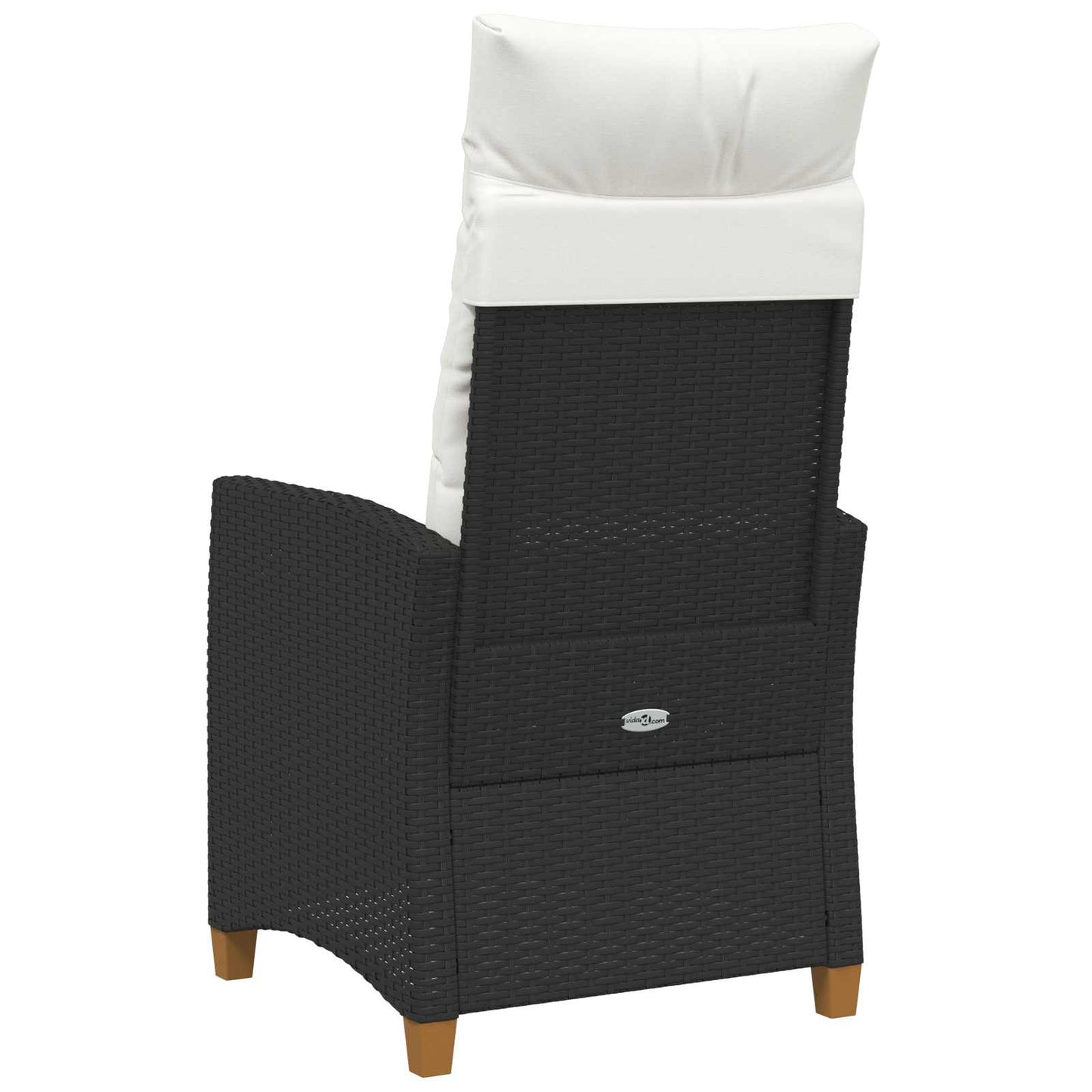 Liegestuhl mit Teeteller Schwarz und Cremeweiß Poly-Rattan