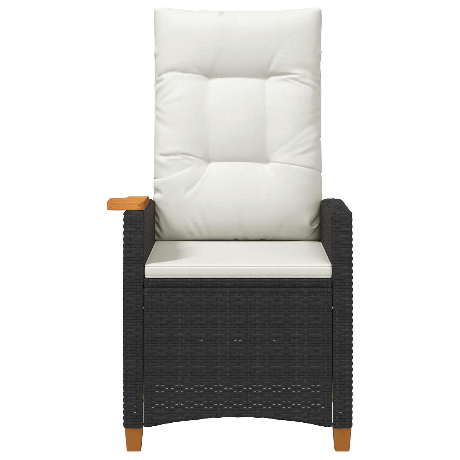 Liegestuhl mit Teeteller Schwarz und Cremeweiß Poly-Rattan