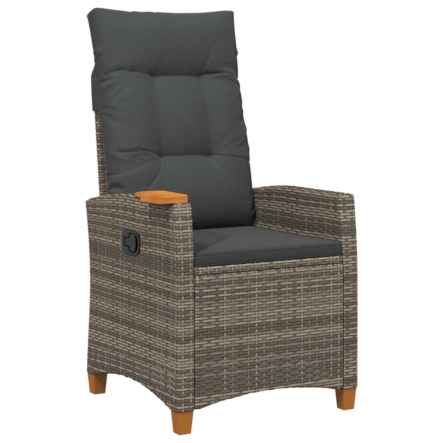 Liegestuhl mit Teeteller Grau und Dunkelgrau Poly-Rattan