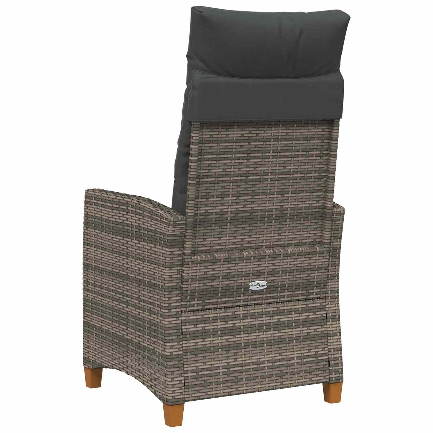 Liegestuhl mit Teeteller Grau und Dunkelgrau Poly-Rattan