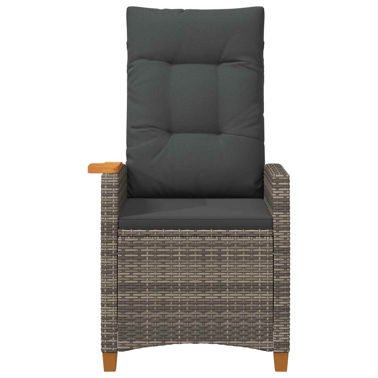 Liegestuhl mit Teeteller Grau und Dunkelgrau Poly-Rattan