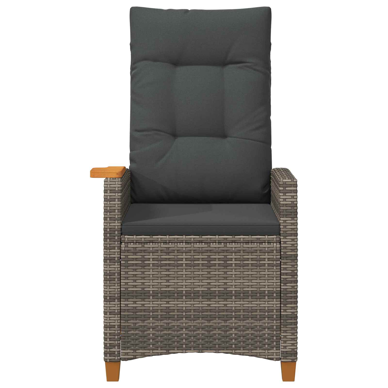 Liegestuhl mit Teeteller Grau und Dunkelgrau Poly-Rattan