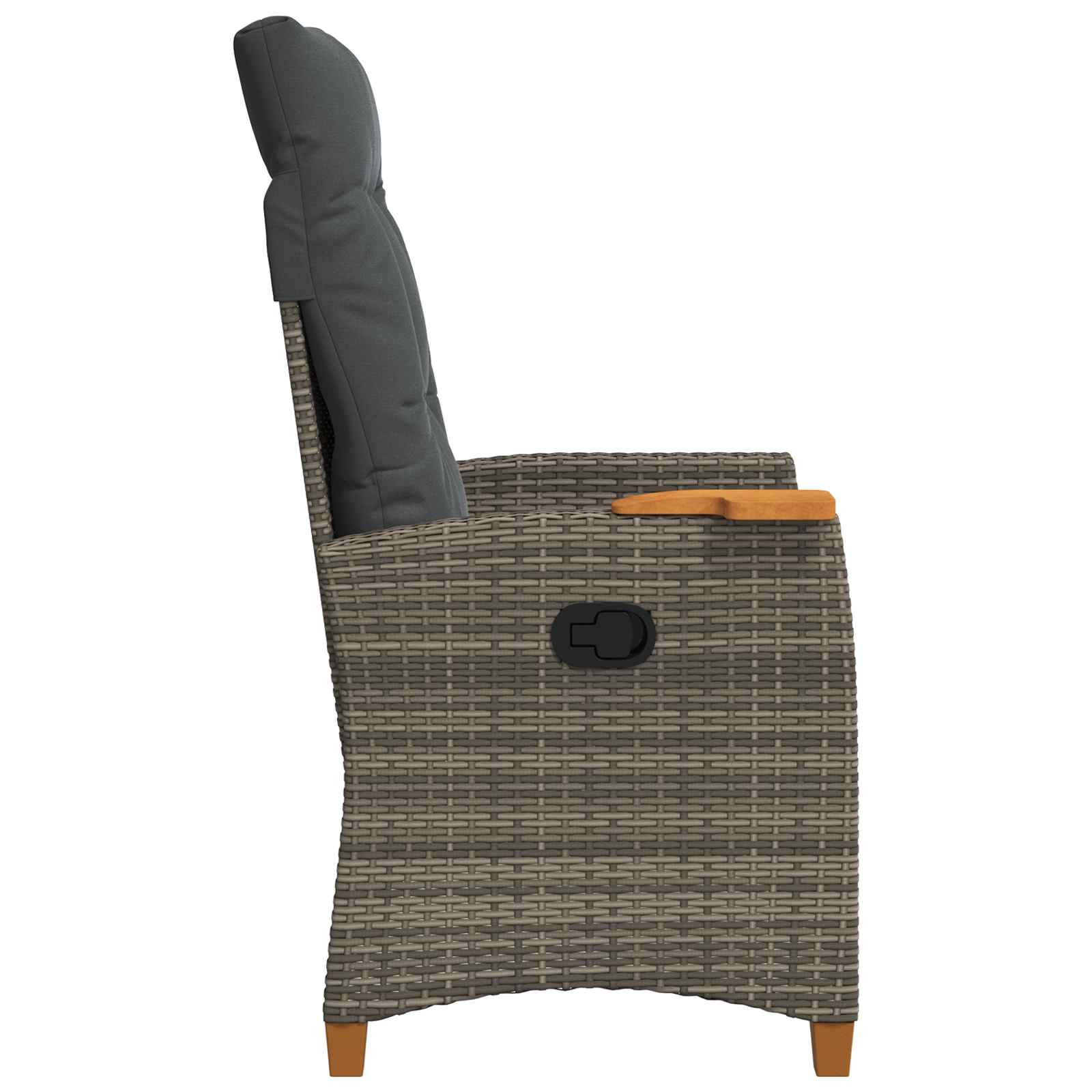 Liegestuhl mit Teeteller Grau und Dunkelgrau Poly-Rattan