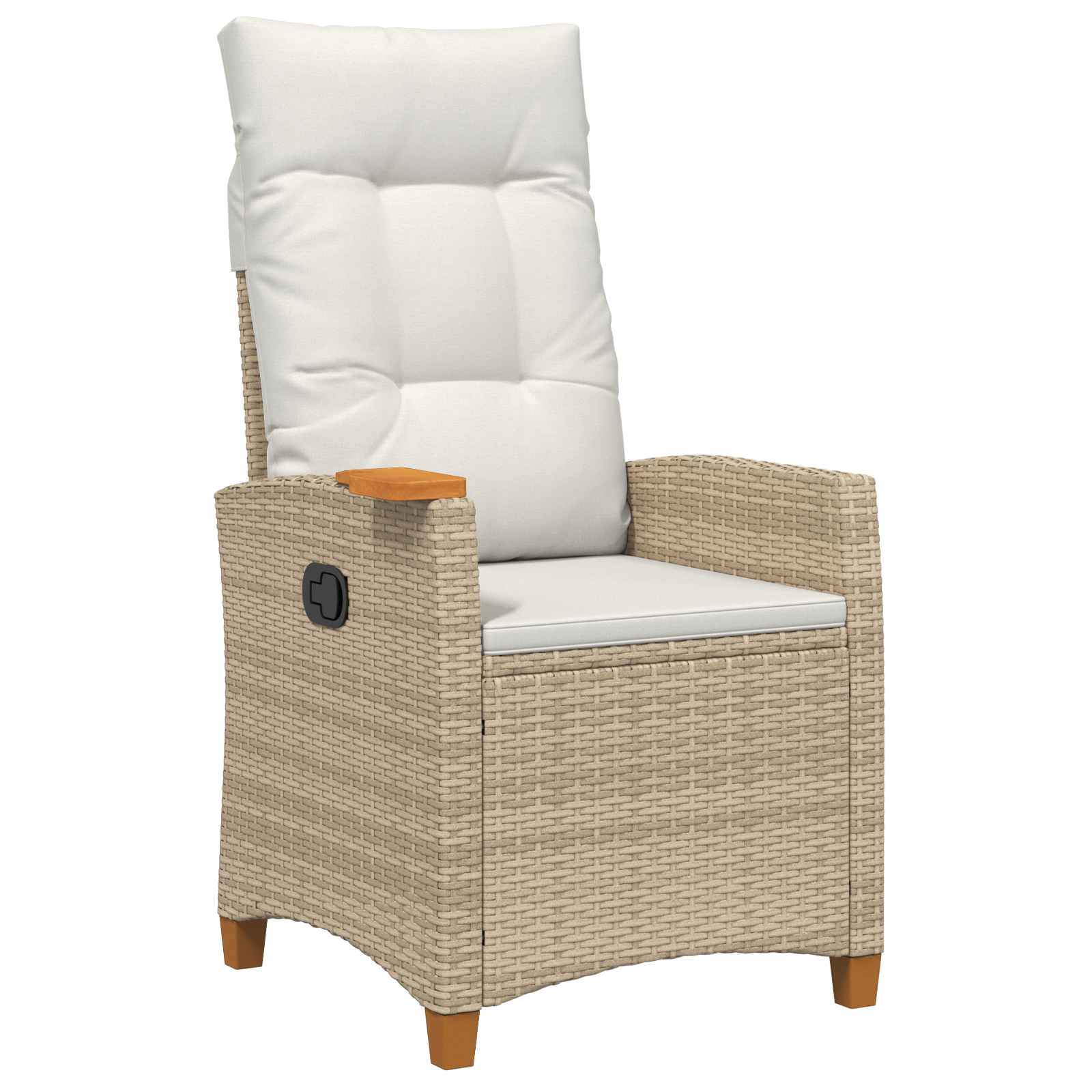 Liegestuhl mit Teeteller Beige und Cremeweiß Poly-Rattan