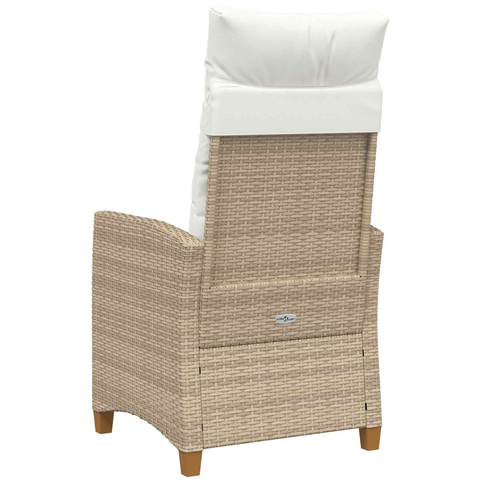 Liegestuhl mit Teeteller Beige und Cremeweiß Poly-Rattan