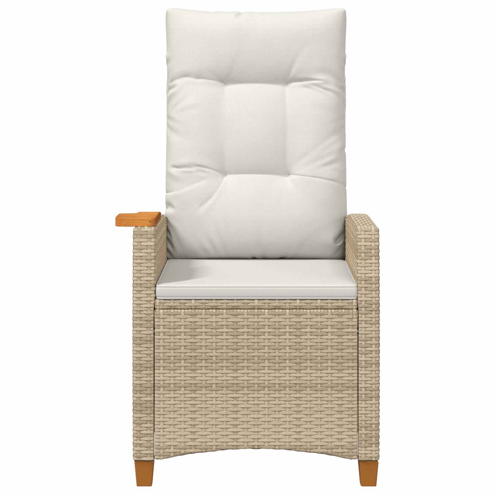 Liegestuhl mit Teeteller Beige und Cremeweiß Poly-Rattan