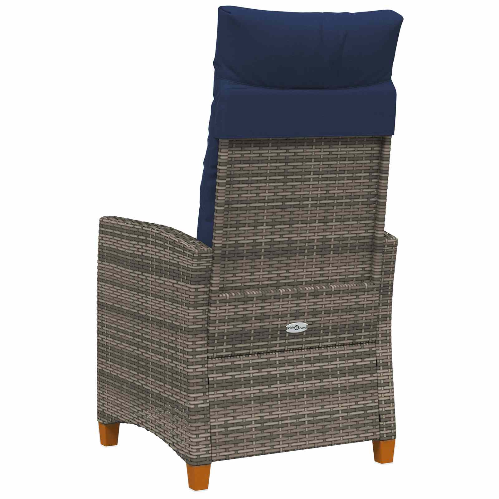 Liegestuhl mit Teeteller Grau und Marineblau Poly-Rattan