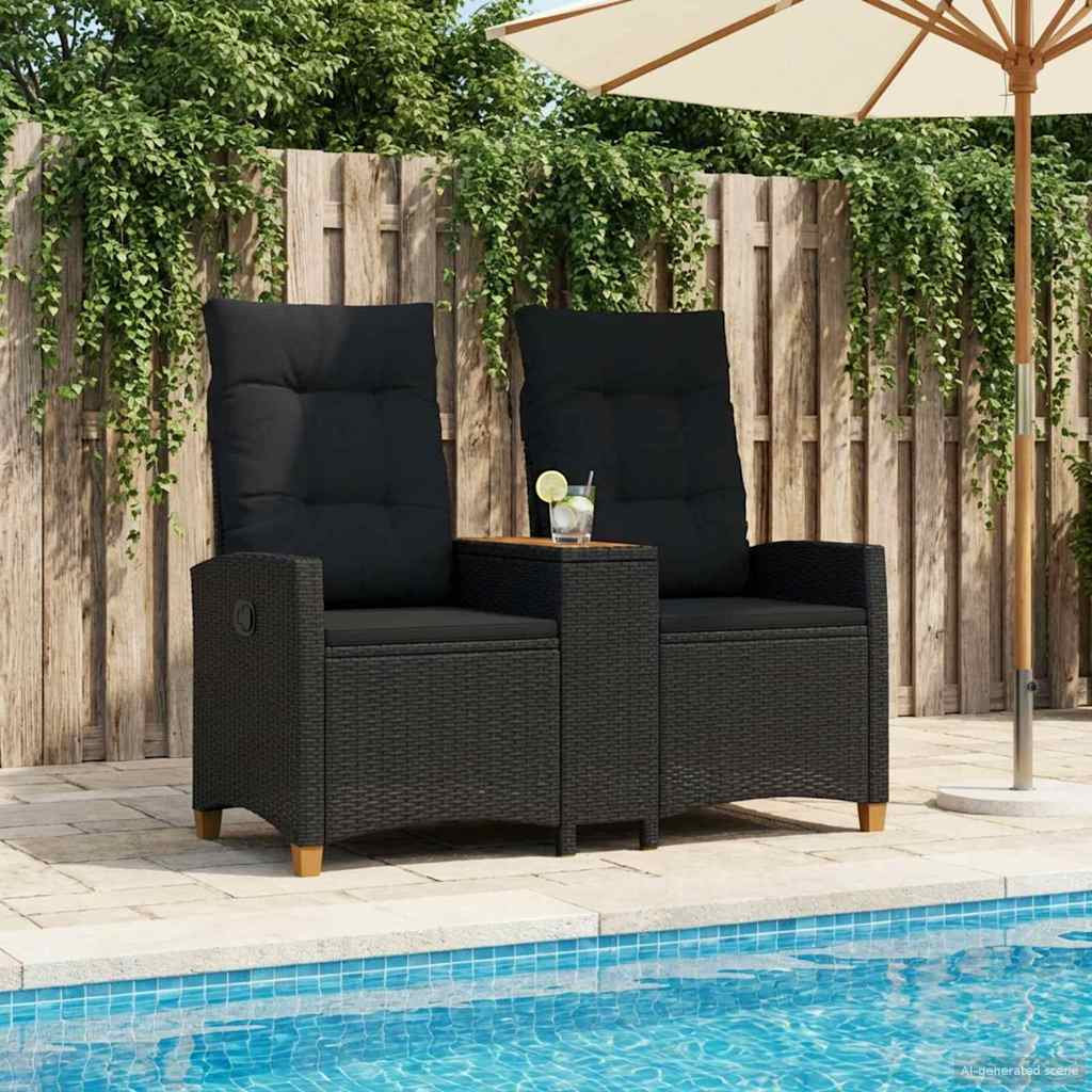 Liegebank mit Tisch 2 -Seater 126 x 65 x 112 cm Poly-Rattan