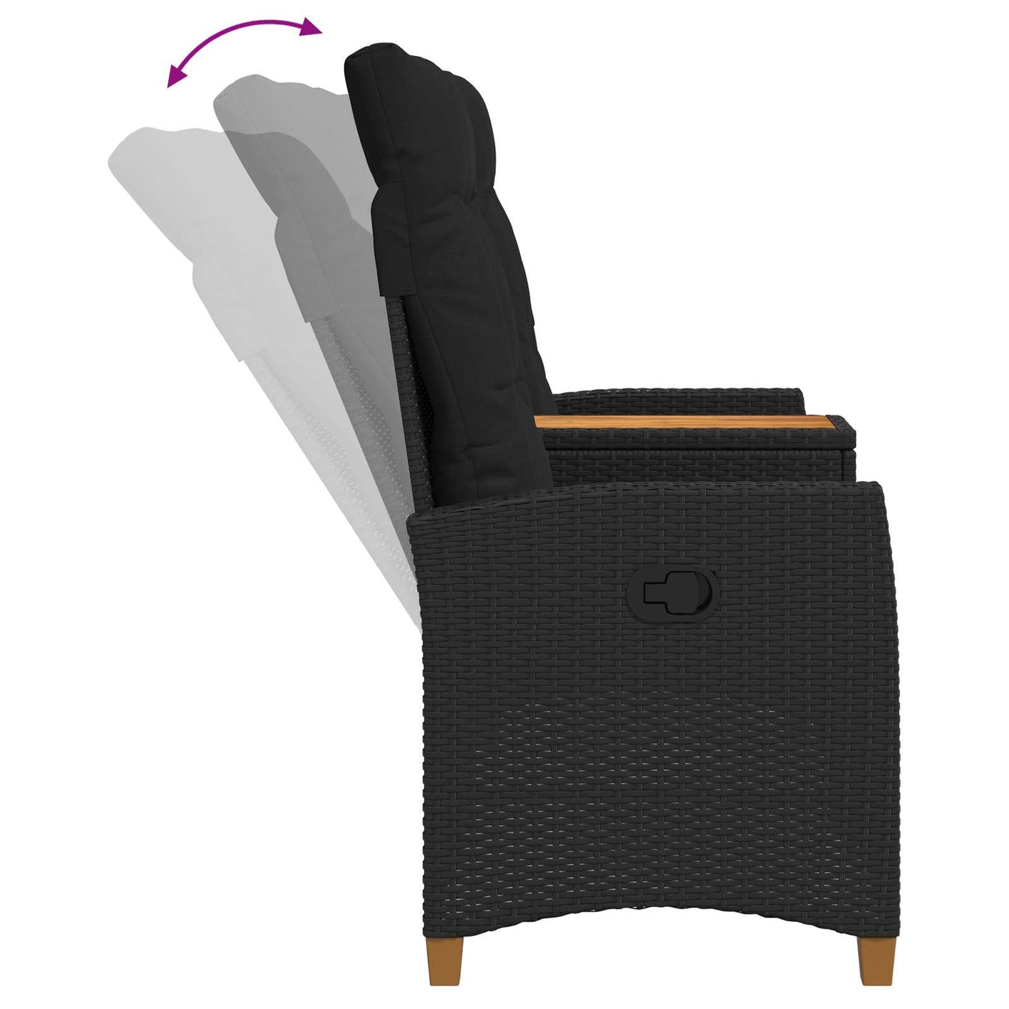 Liegebank mit Tisch 2 -Seater 126 x 65 x 112 cm Poly-Rattan