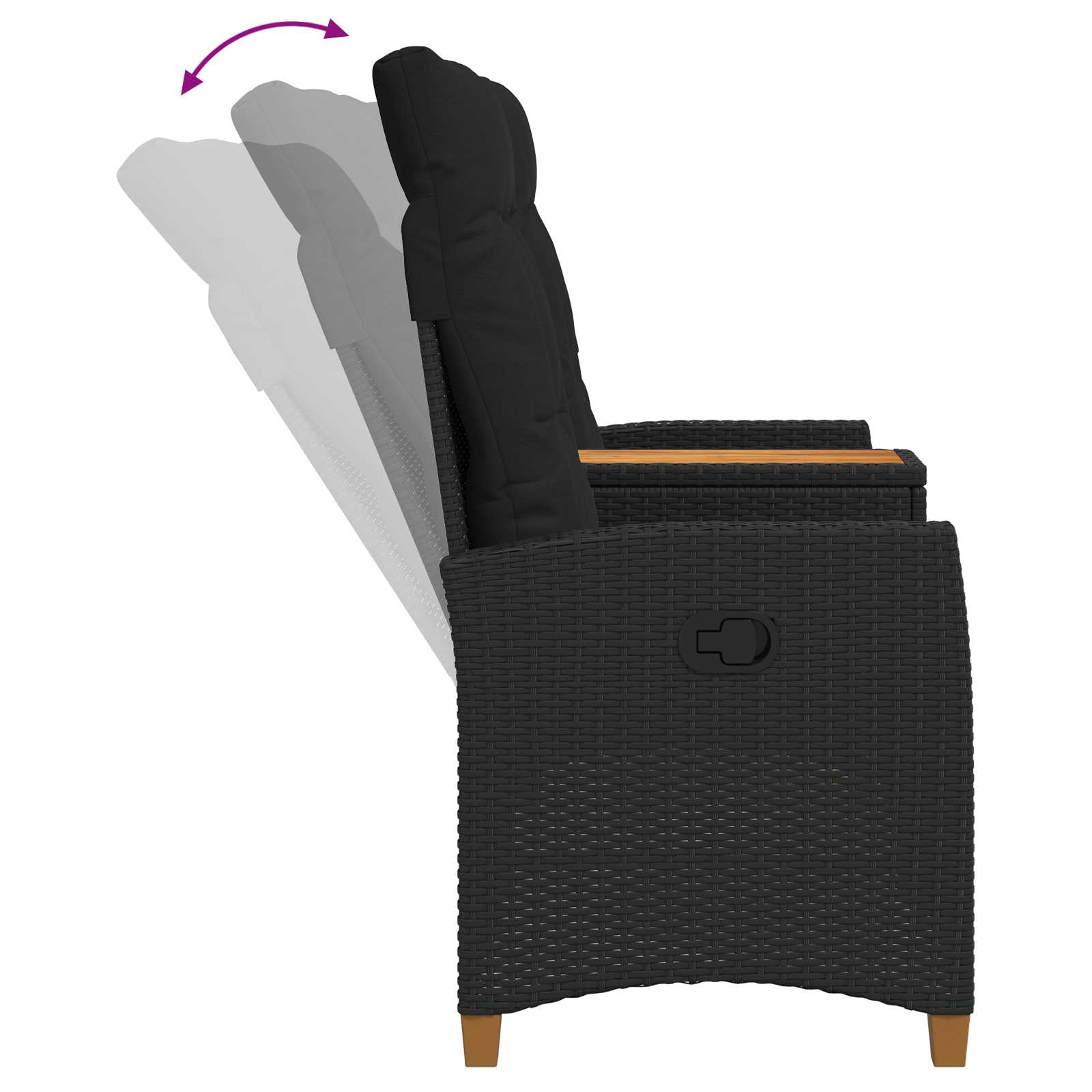 Liegebank mit Tisch 2 -Seater 126 x 65 x 112 cm Poly-Rattan