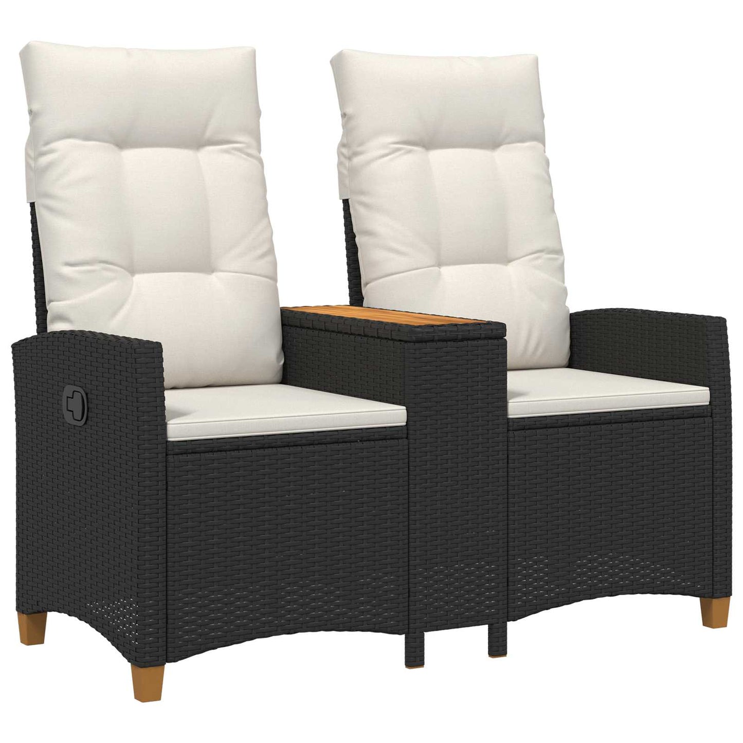 Liegebank mit Tisch 2 -Seater 126 x 65 x 112 cm Poly-Rattan