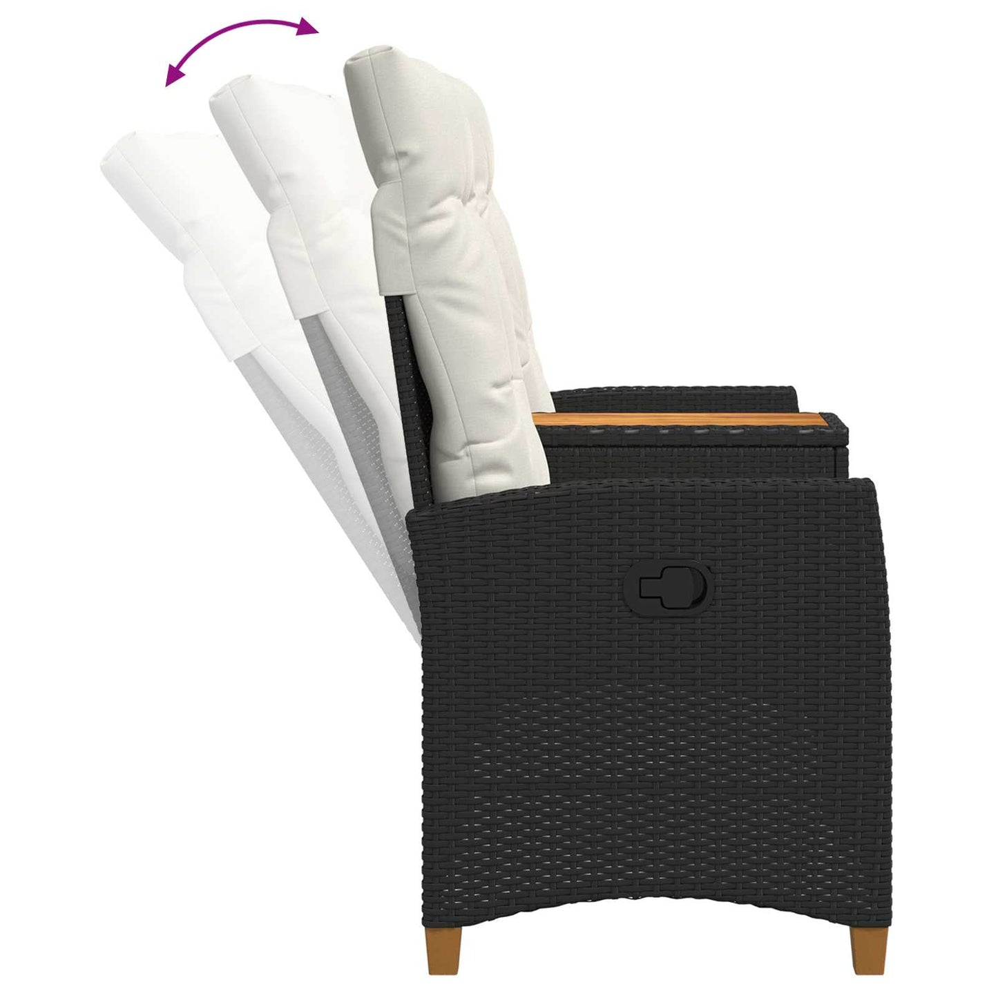 Liegebank mit Tisch 2 -Seater 126 x 65 x 112 cm Poly-Rattan