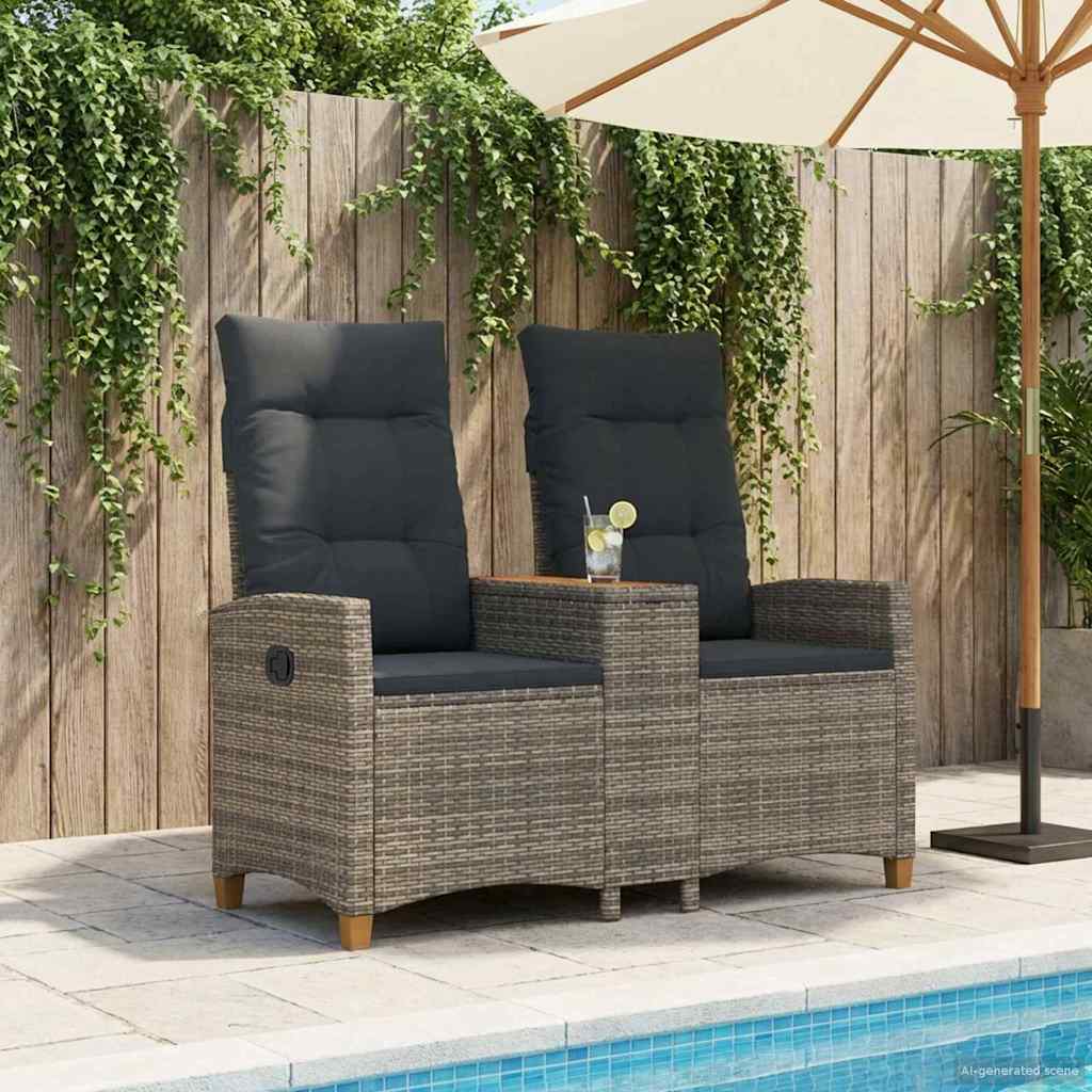 Liegebank mit Tisch 2 -Seater 126 x 65 x 112 cm Poly-Rattan