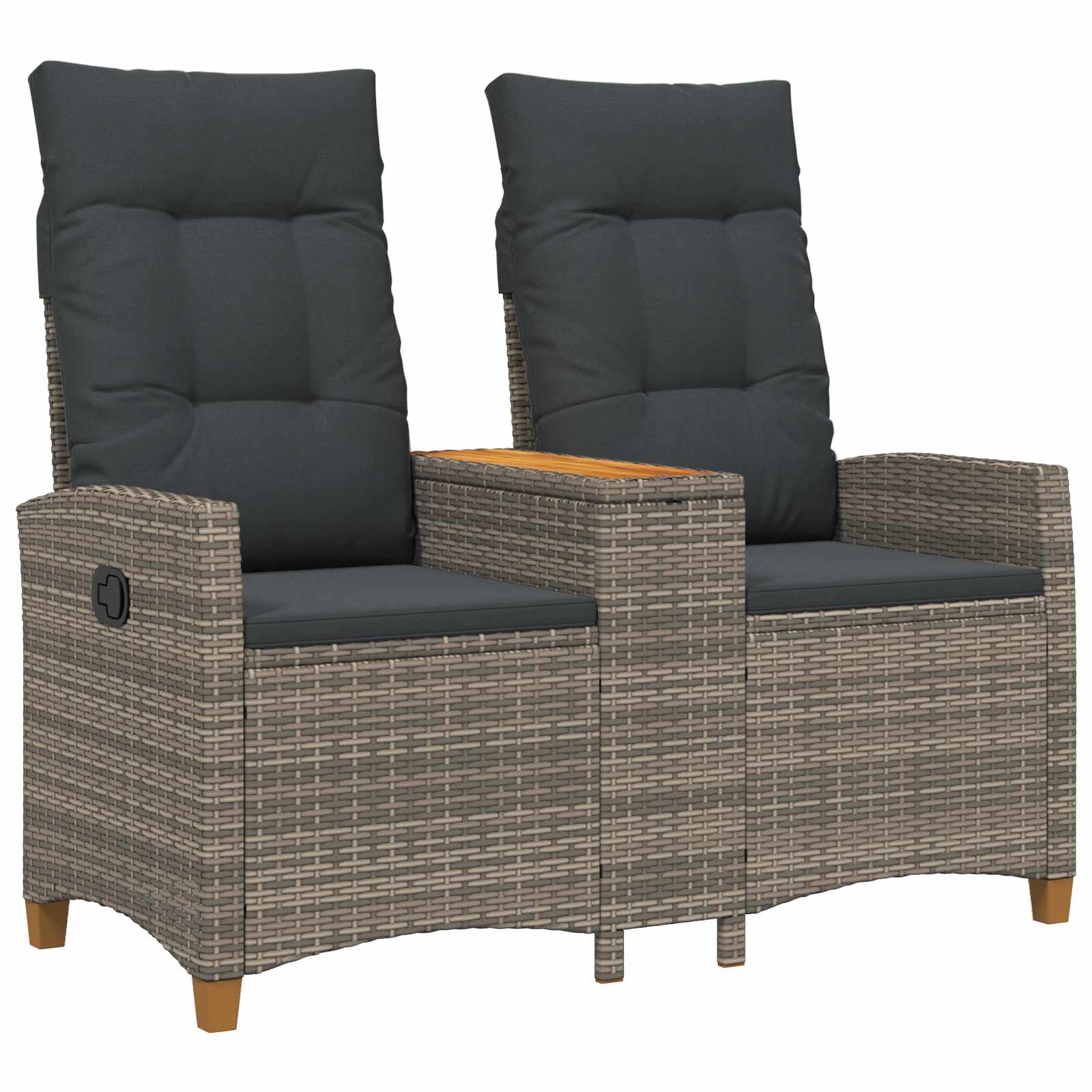 Liegebank mit Tisch 2 -Seater 126 x 65 x 112 cm Poly-Rattan