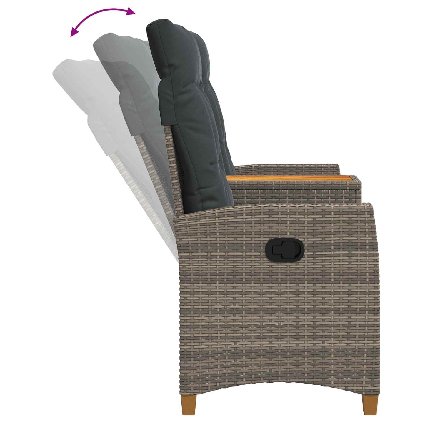 Liegebank mit Tisch 2 -Seater 126 x 65 x 112 cm Poly-Rattan